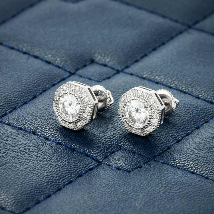 10MM Moissanite Halo Stud Earrings 14K Gold、mySite、hinf8tx79