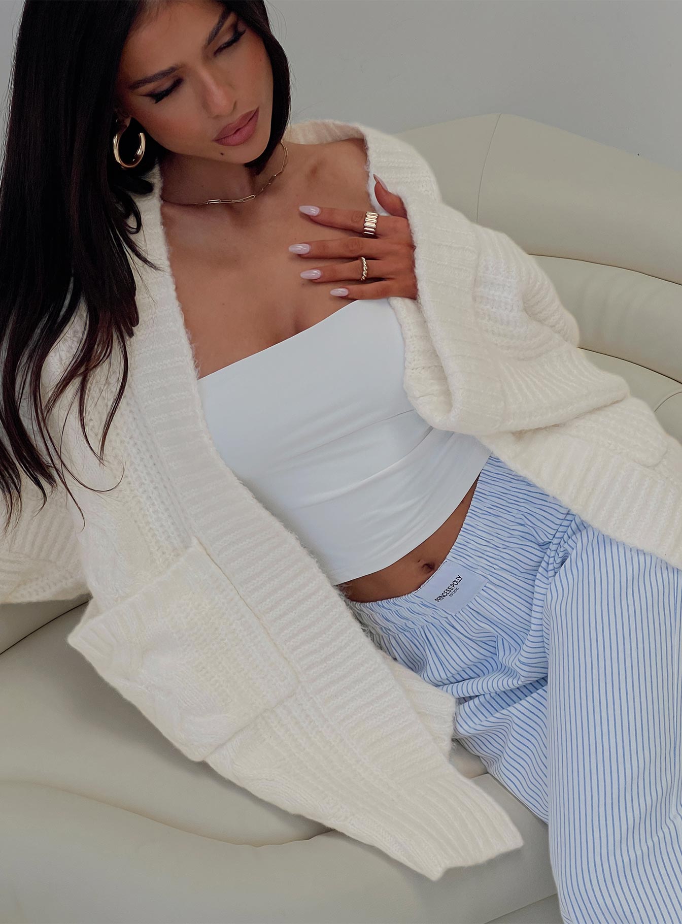 Paisleigh Cable Knit Cardigan Cream、mySite、solidvoid