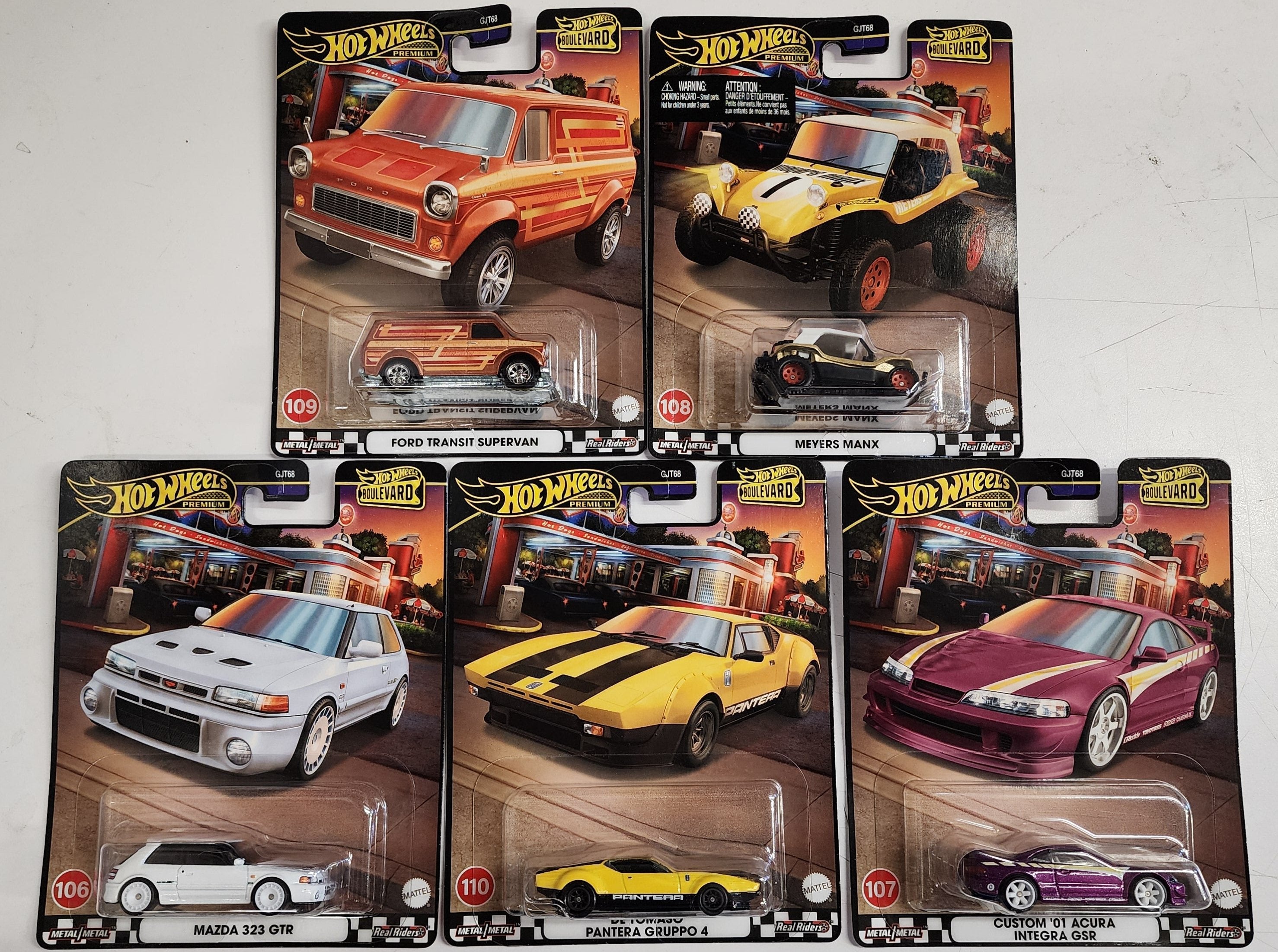 Complete 5 Car Set Case Y * 2024 Hot Wheels Boulevard w/ Pantera, Integra、mySite、hgirdovlk