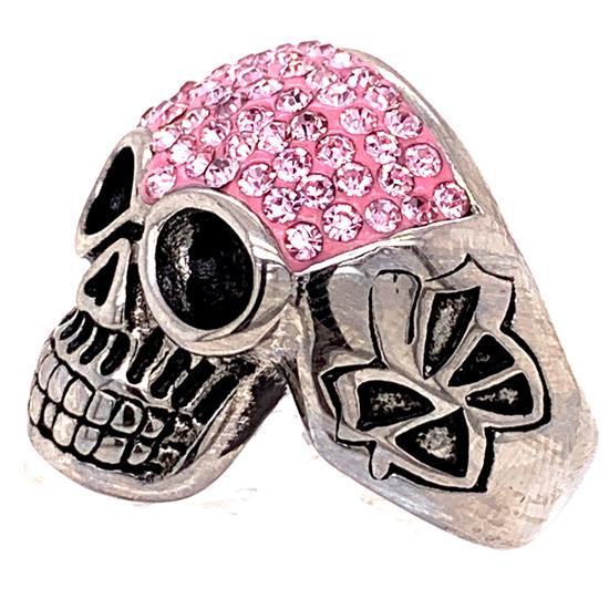 Skull With Tiny Pink Accent CZ Stones Stainless Steel Ring / SCR3100、mySite、dreamappss