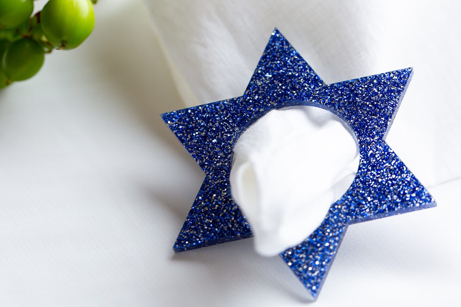 Magen David Napkin Rings - Blue Ice Glitter - Set of 4、mySite、topwebapps