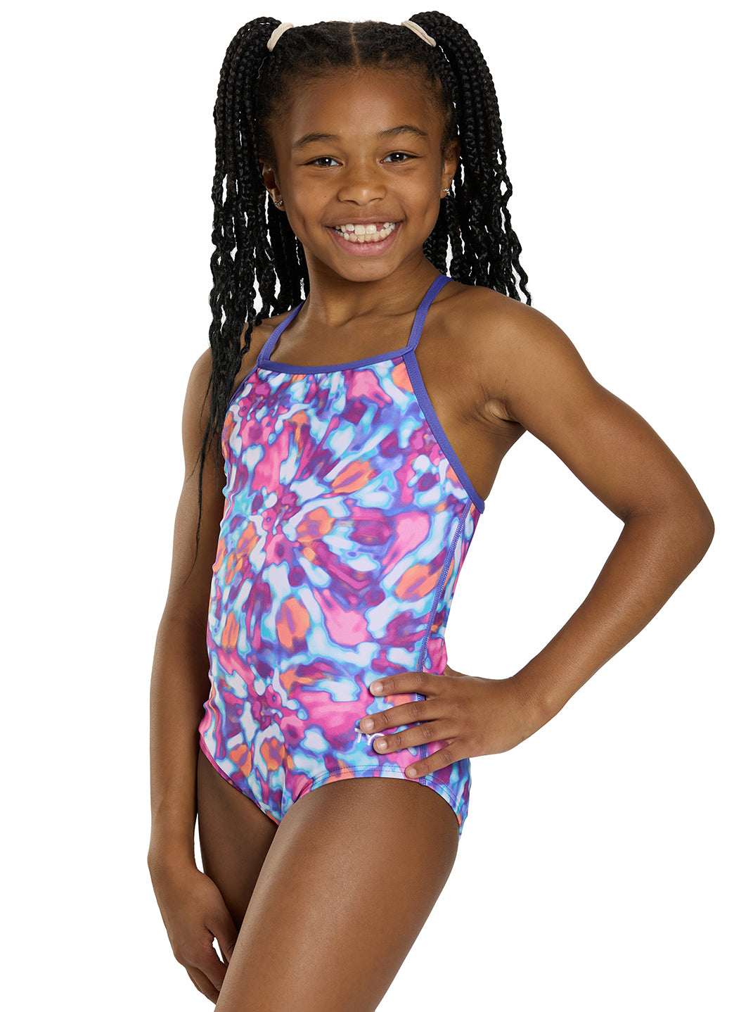 TYR Girl's Print Addy Diamondfit Durafast Elite One Piece Swimsuit (Little Kid, Big Kid)、mySite、noshort