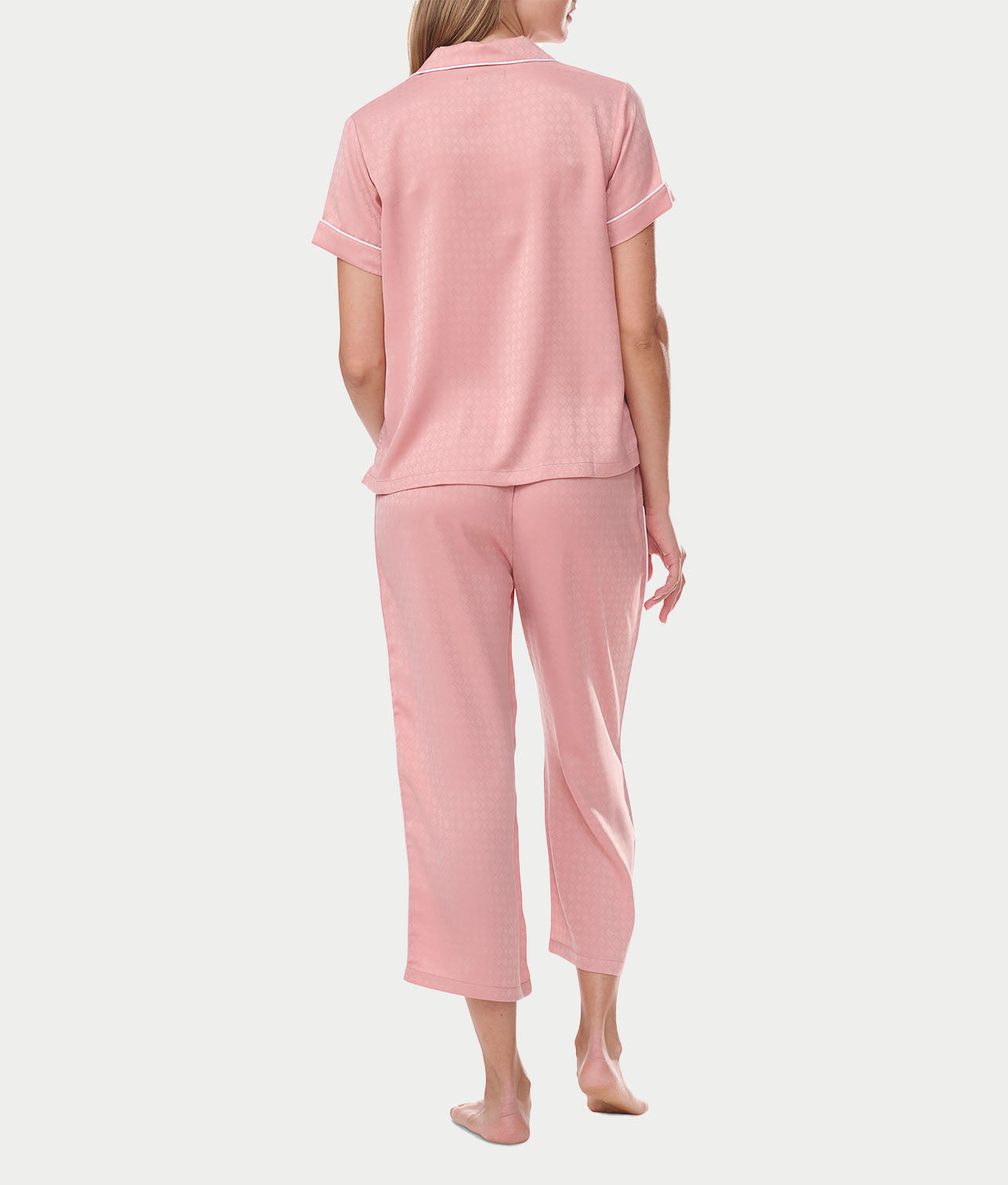 Notch Collar Cropped Woven Pajama Set、mySite、bengalsvssteelers