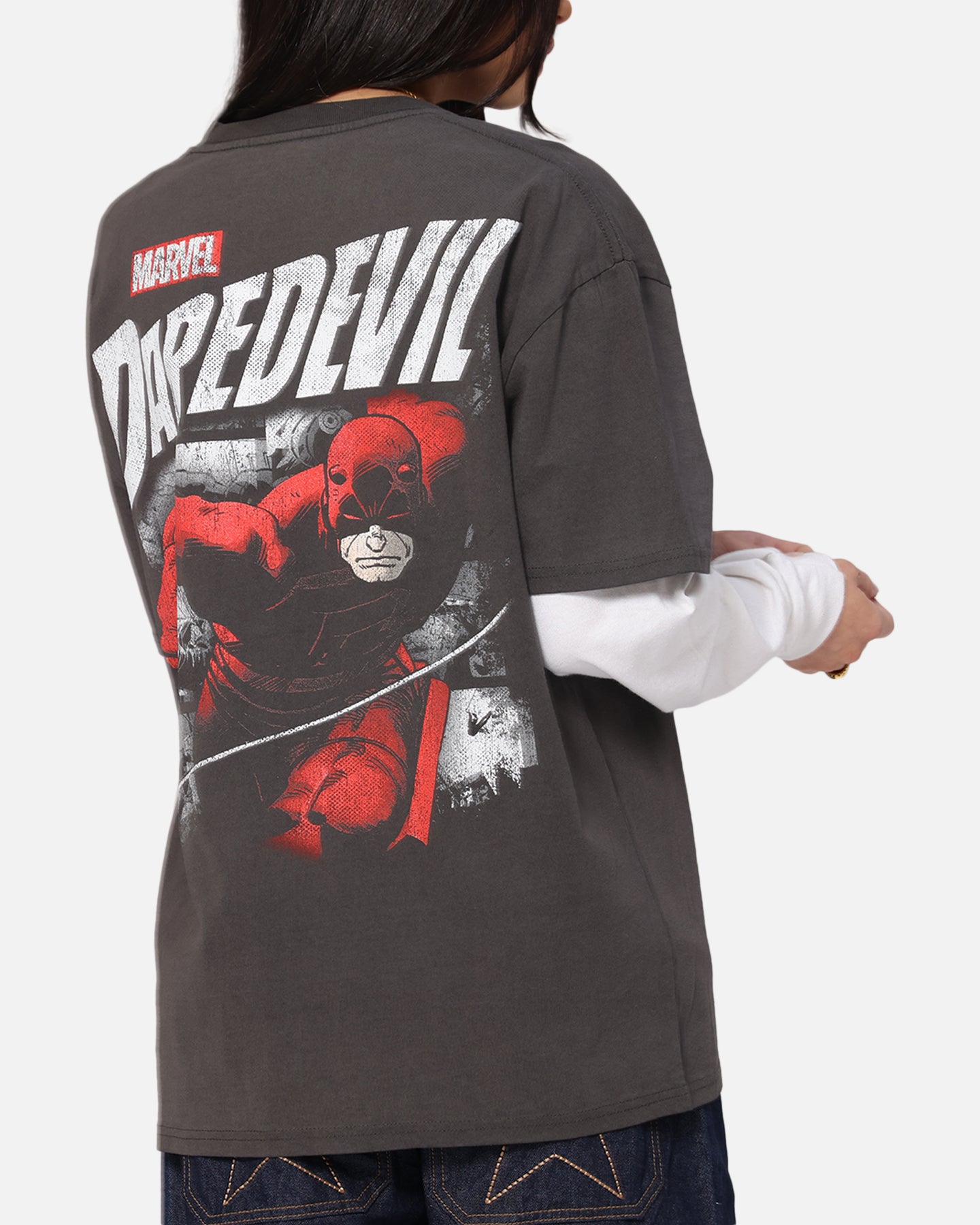 American Thrift Marvel Daredevil Poster Heavy T-Shirt Black Wash、mySite、zt4zffjzw