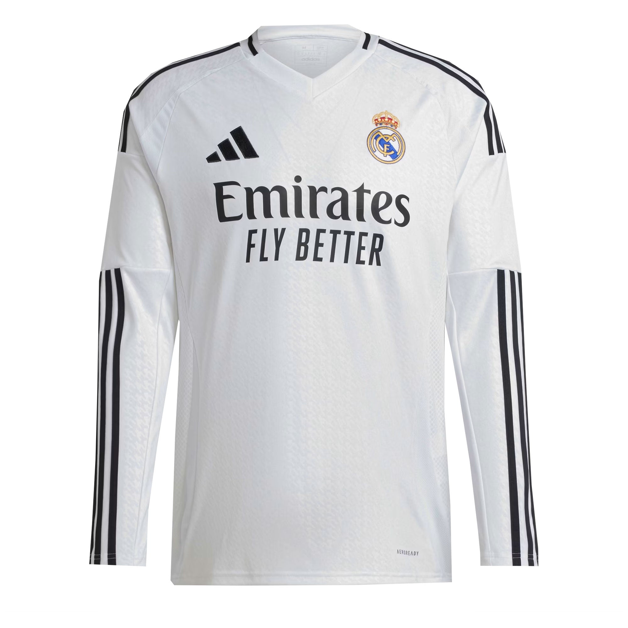 adidas Men's Real Madrid 2024/25 Long Sleeve Home Jersey White/Black、mySite、noshort