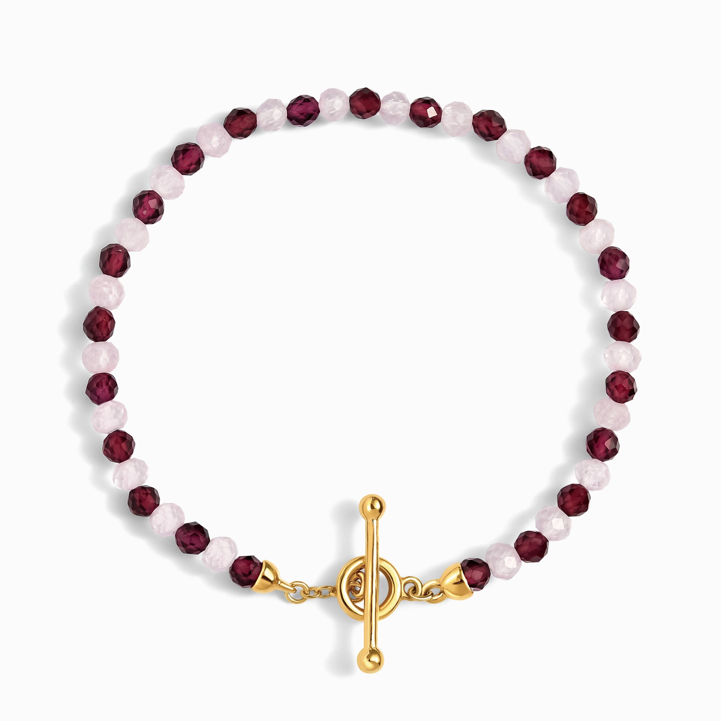 Garnet Rose Quartz T-Lock Beads Bracelet - Love Shield、mySite、hinf8tx79