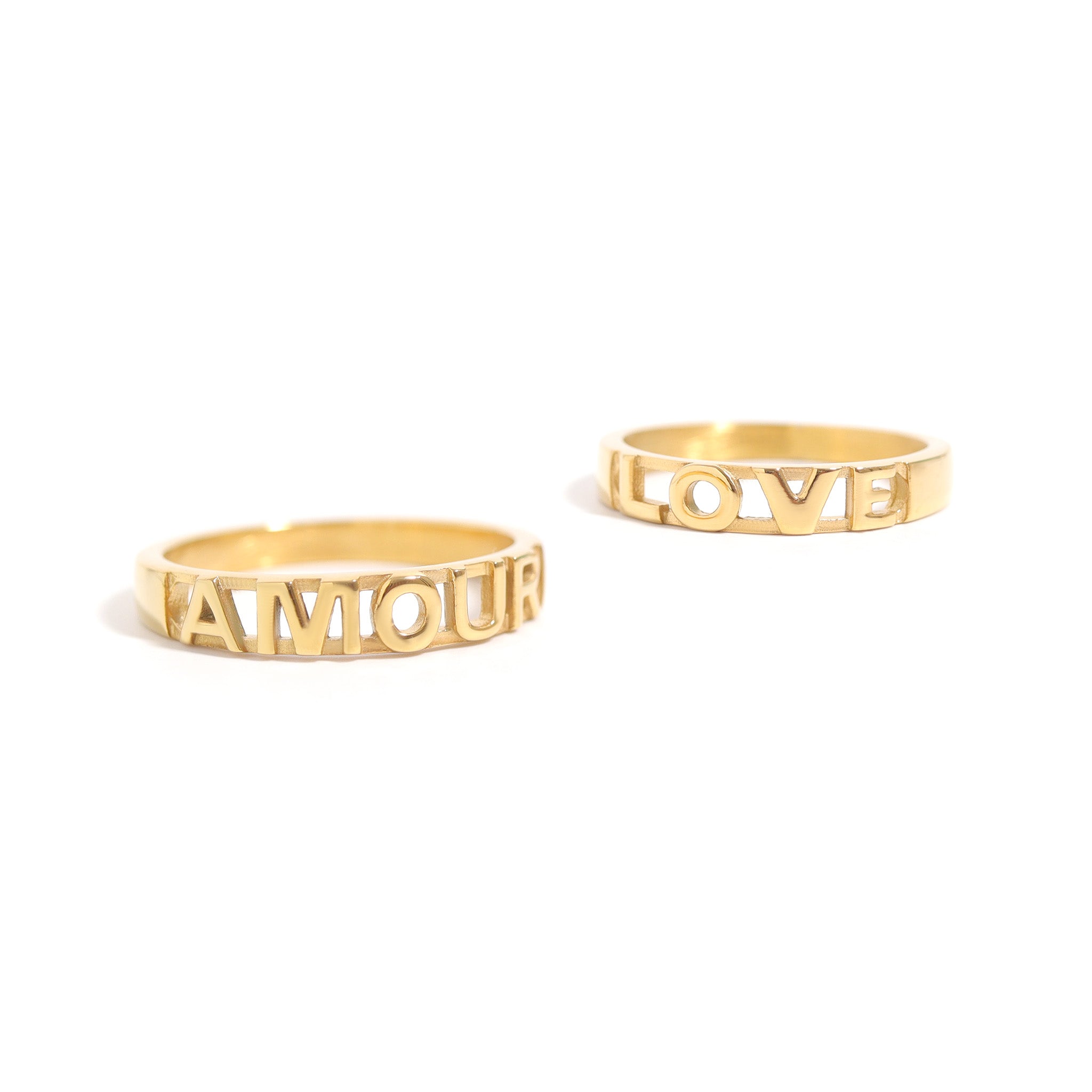 18K Gold PVD Stainless Steel Love Stacking Ring / KSS0010、mySite、dreamappss