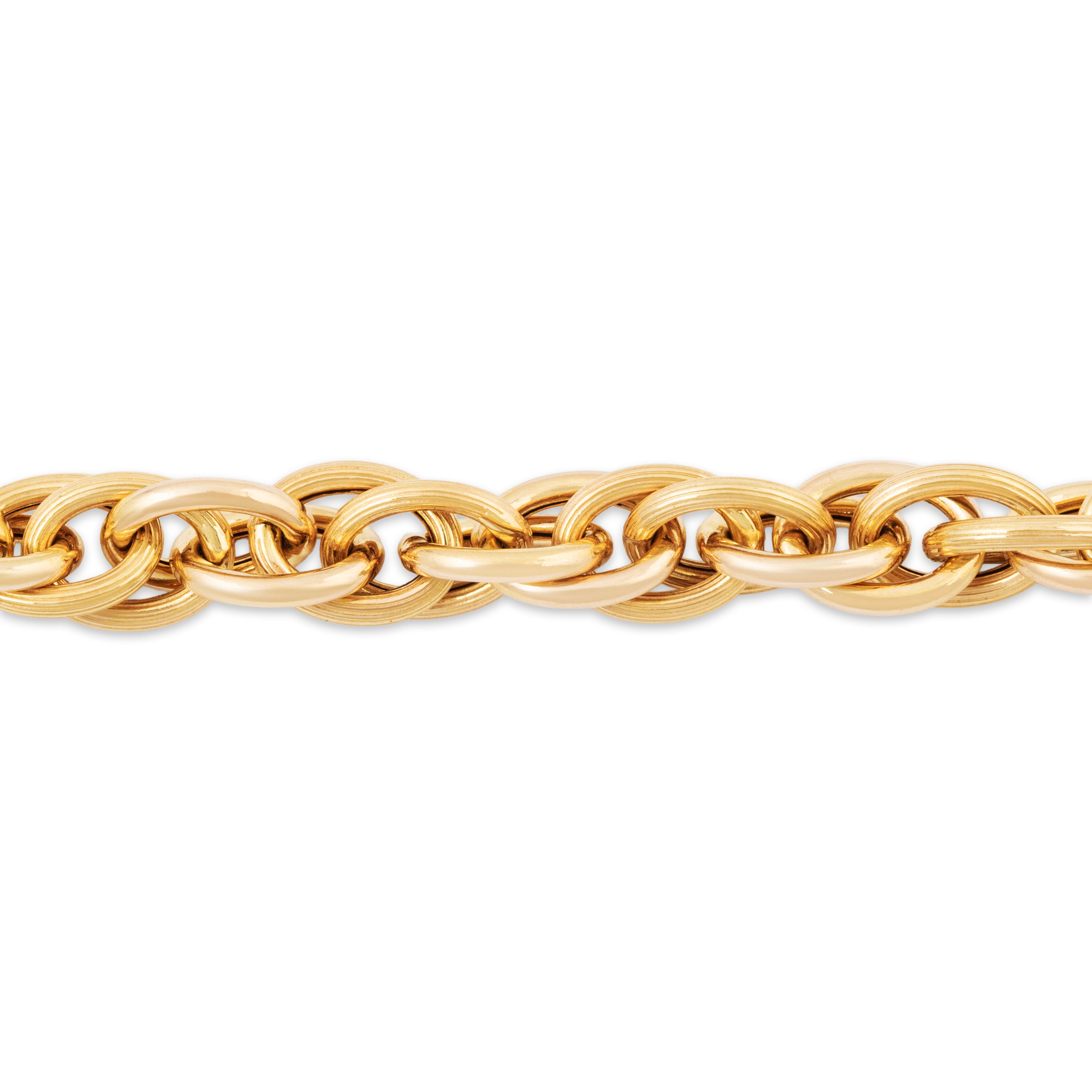 Vintage Italian 14k Yellow Gold Dual-Texture Double Link Bracelet 7.25、mySite、hinf8tx79