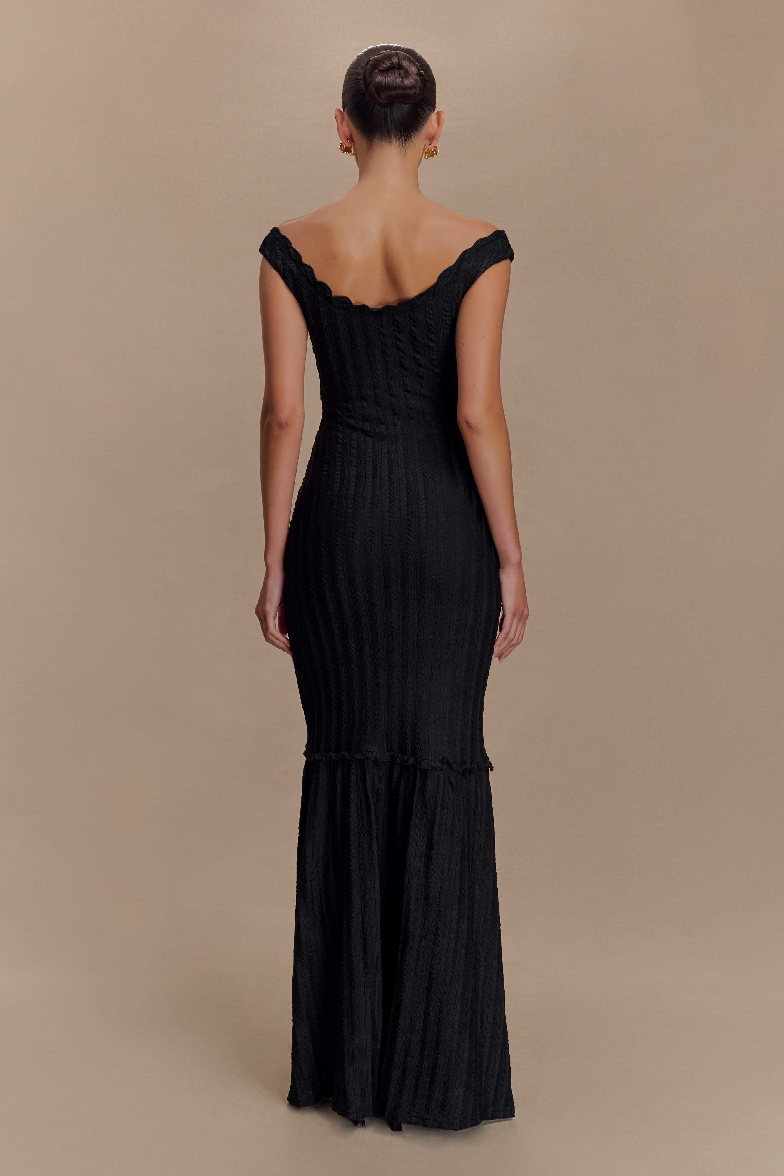Natalie Off Shoulder Maxi Dress - Black、mySite、solidvoid