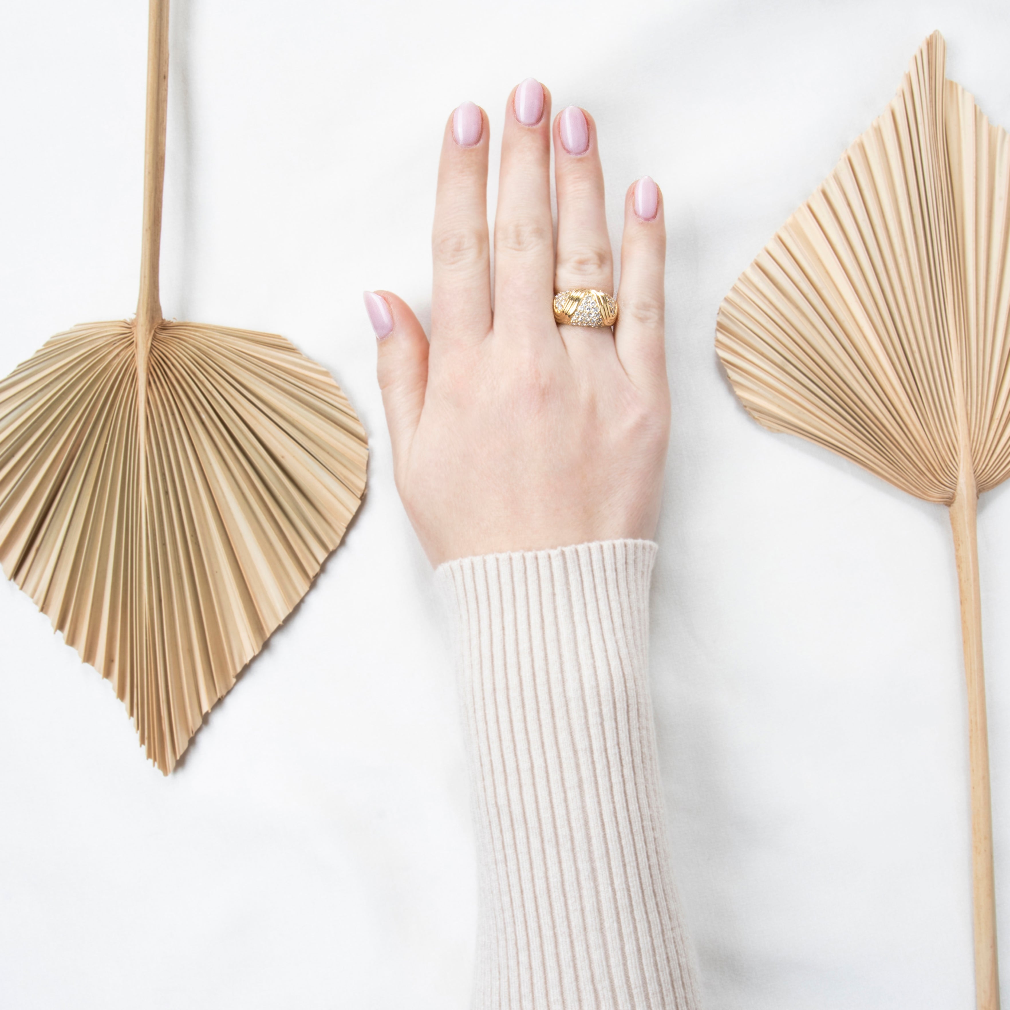 Vintage Heavy 18k Yellow Gold 1.03cttw Diamond Sinuous Ring 6.5、mySite、hinf8tx79