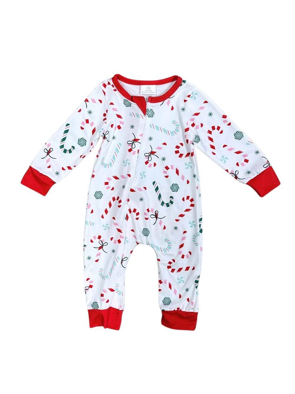 Hooked on Christmas Candy Cane Baby Romper、mySite、camillekostekn