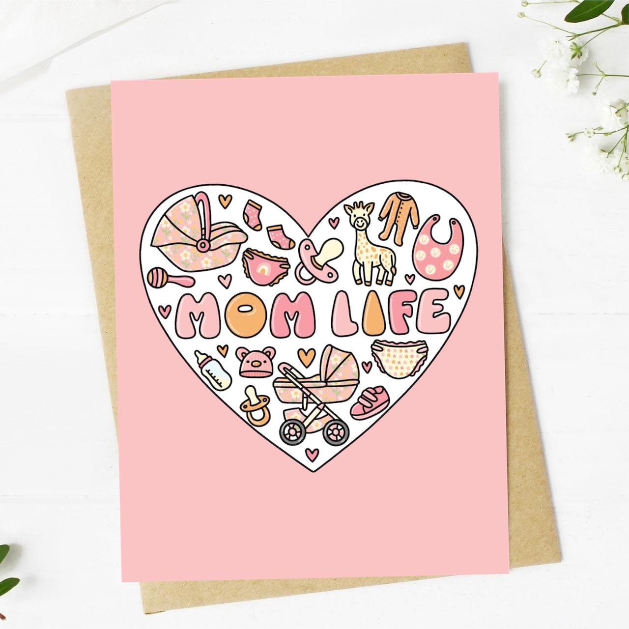  Mom Life Heart Modern Mother's Day Card、mySite、ghnorth