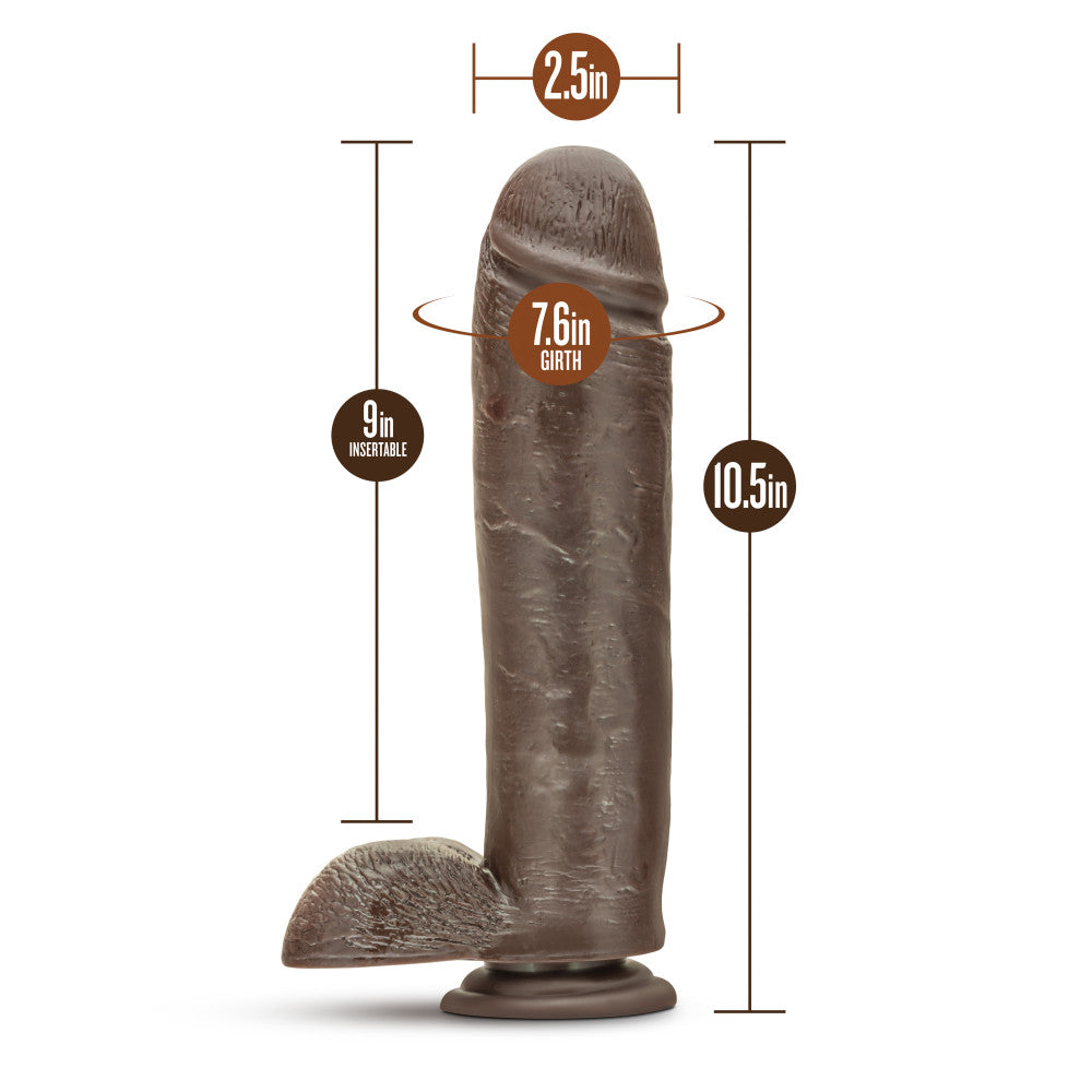 Dr. Skin By Blush® | Mr. Mister Realistic Chocolate 11-Inch Long Dildo With Balls & Suction Cup Base、mySite、bottomscart