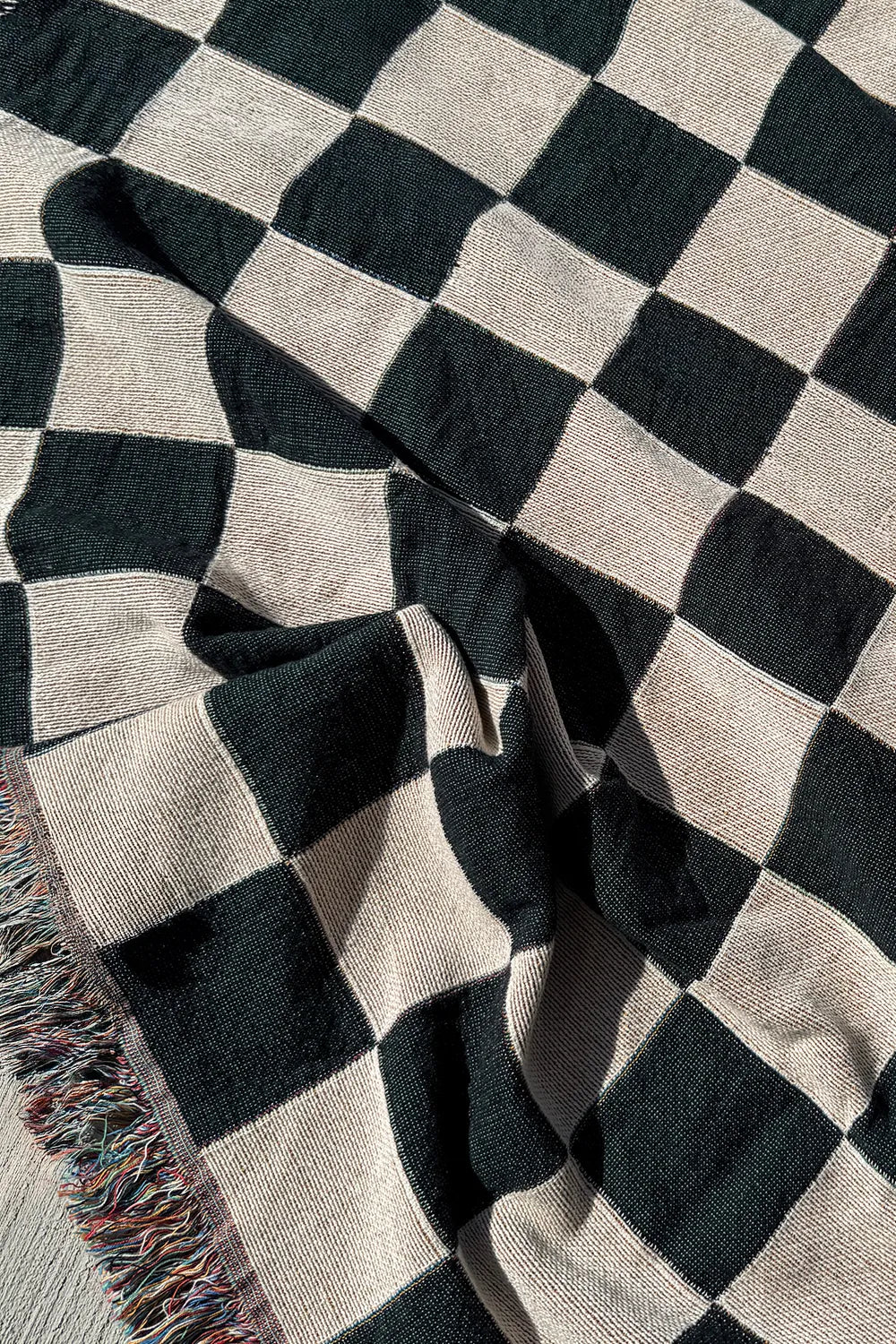 Black and White Checkered Cotton Woven Blanket、mySite、gigharbornorthrealestate