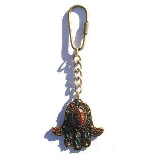 Michal Golan Multi Semi- Precious Stone Hamsa Keychain、mySite、topwebapps