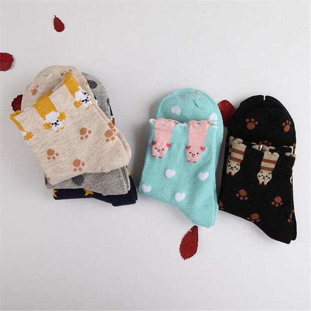 Cat or Dog Ankle Socks Athletic Socks With Cute Animals、mySite、g9winljtr
