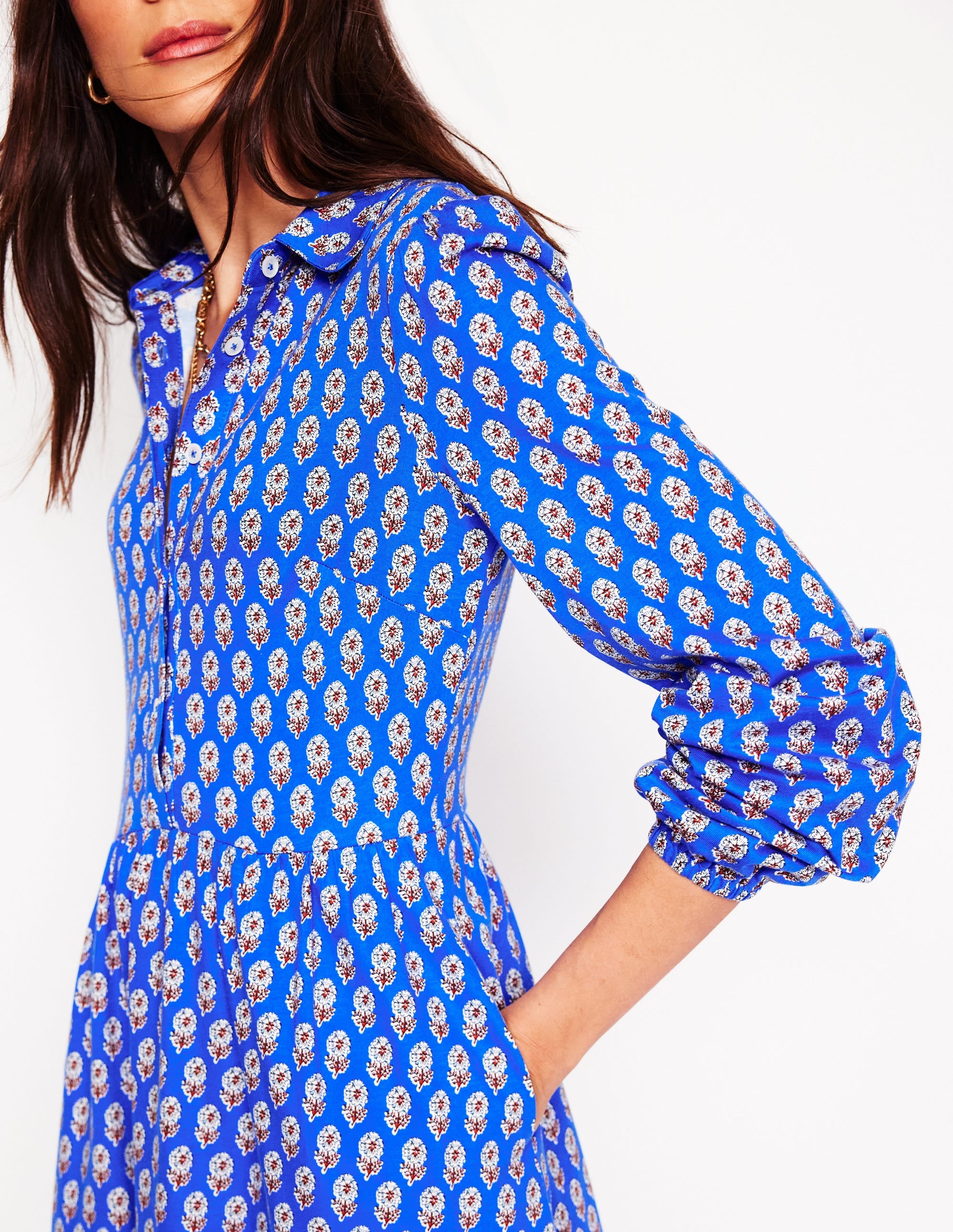  Jemima Tiered Jersey Dress-Gallery Blue, Camellia Stamp、mySite、ashleygrahame