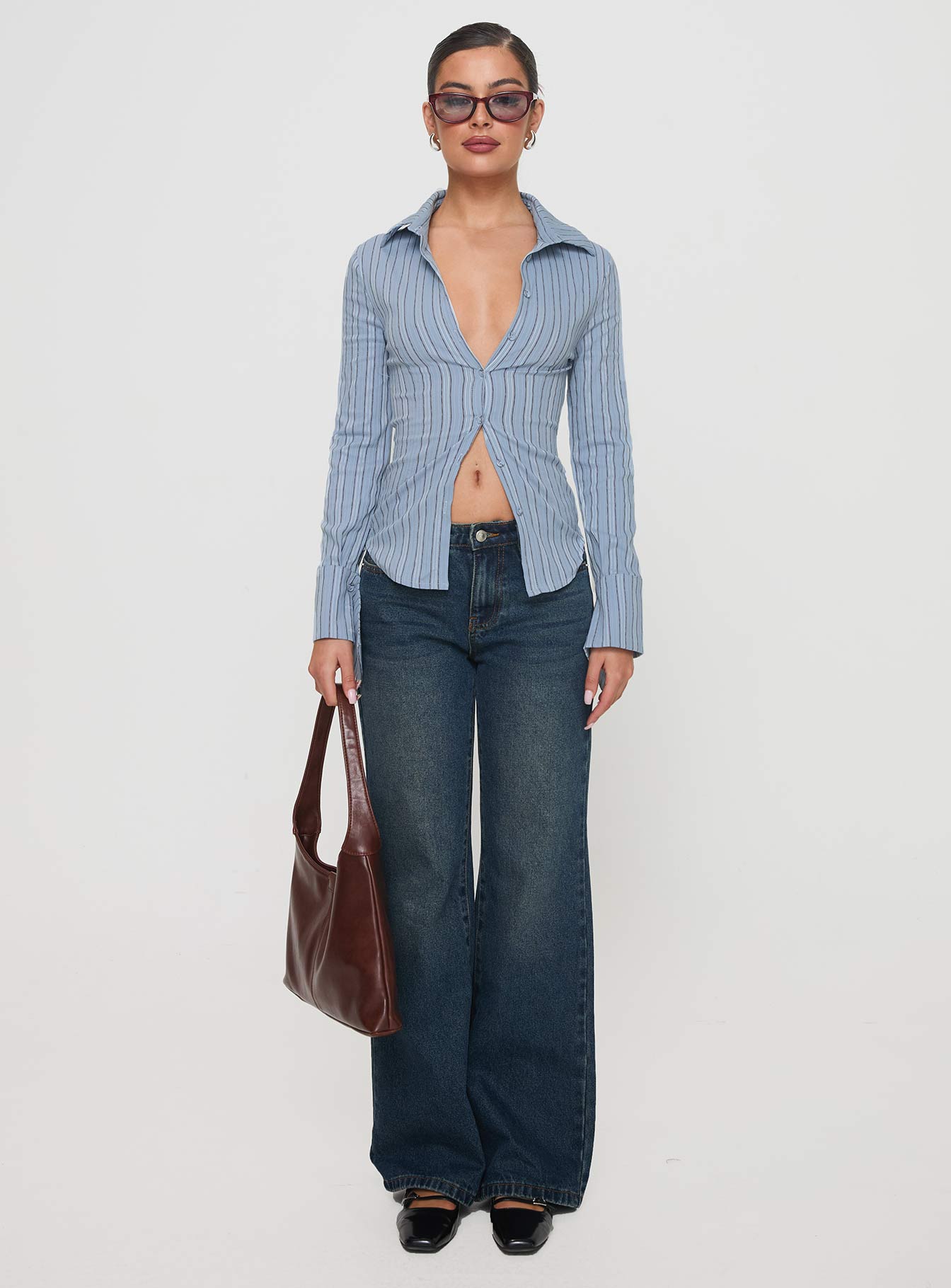 Madlin Long Sleeve Top Blue Stripe、mySite、solidvoid