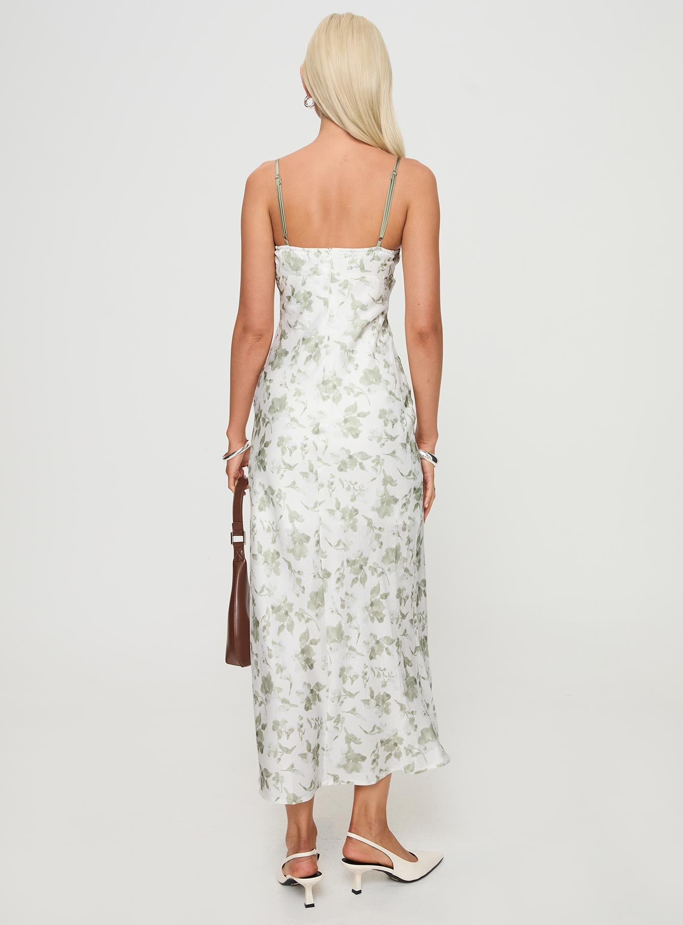 Vasiliki Maxi Dress White / Green Floral、mySite、solidvoid