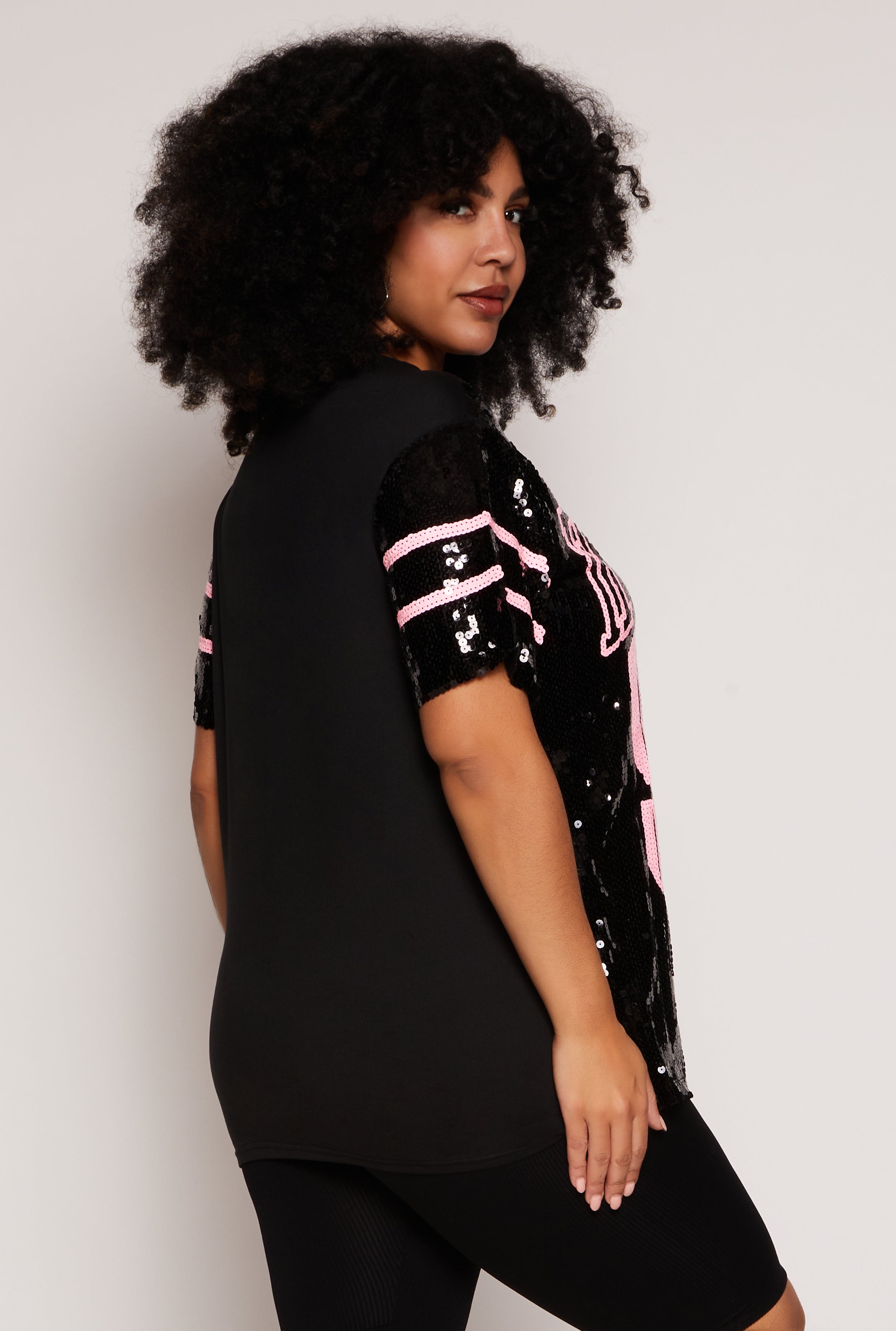 Plus Size Hustle 98 Sequin Mesh Top、mySite、camillekostekn