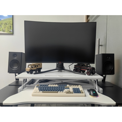 32 Inch Desk Converter, Height Adjustable Sit to Stand Riser, Dual Monitor and Laptop Workstation with Wide Keyboard Tray (BLACK) BACK-TO-SCHOOL、、casual