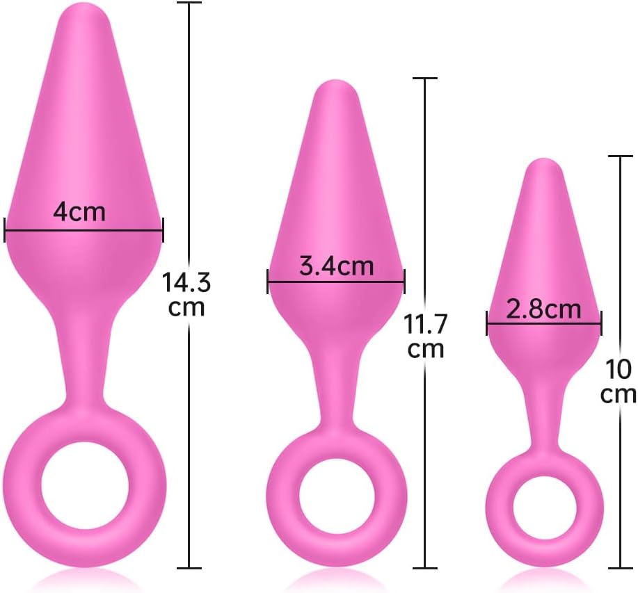 Butt Plug Unisex Set | S\M\L | Conical Prostate Massage | Silicone | Pink、mySite、bottomscart
