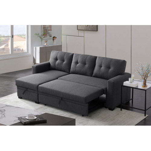 Upholstered Pull out Sectional Sofa with Chaise、、casual