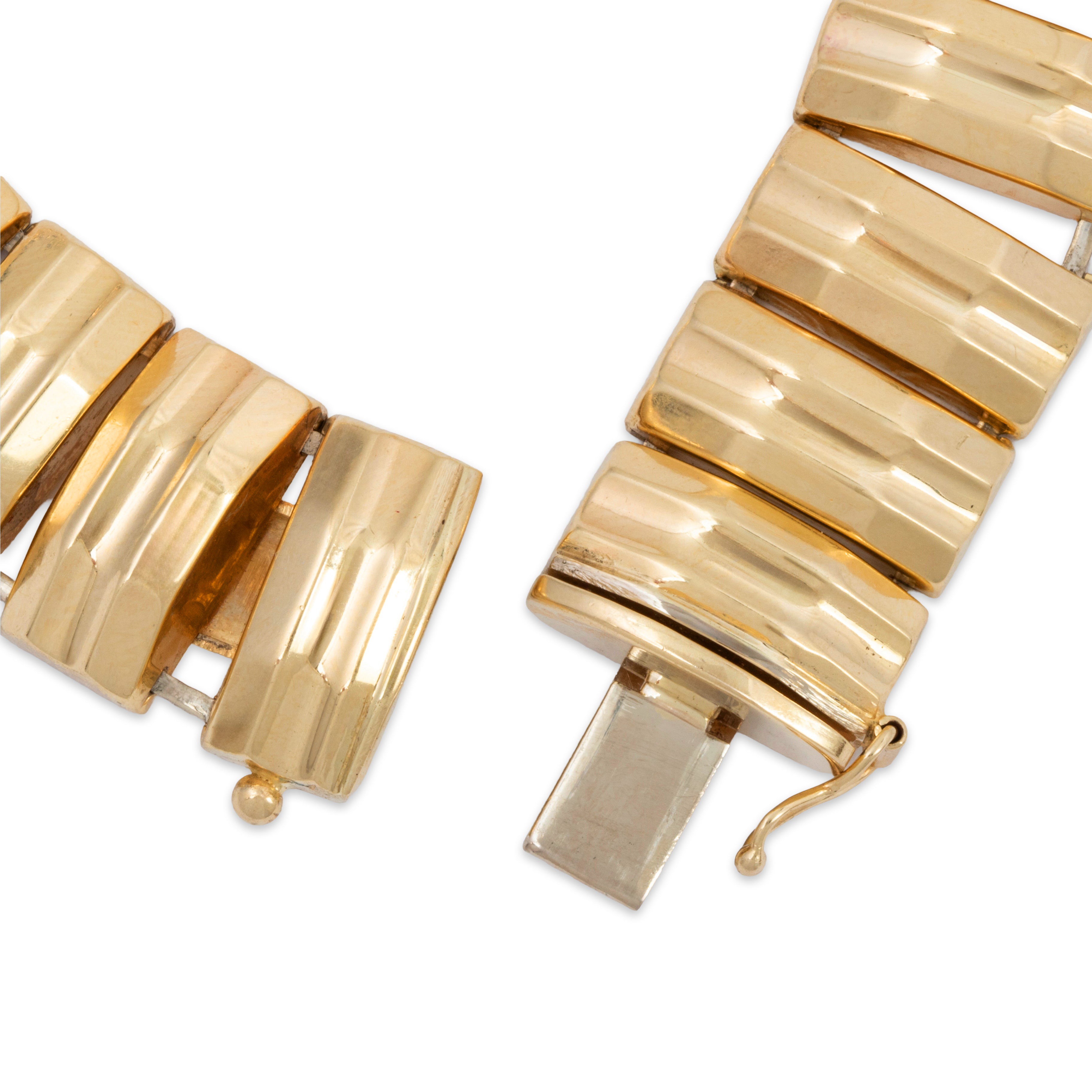 Vintage Italian 14k Yellow Gold Modernist Bold Statement Necklace 16、mySite、hinf8tx79