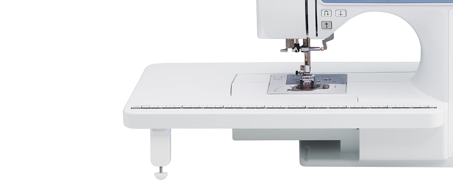 Close-up frontal image with feed system, table extension, and table ruler visible