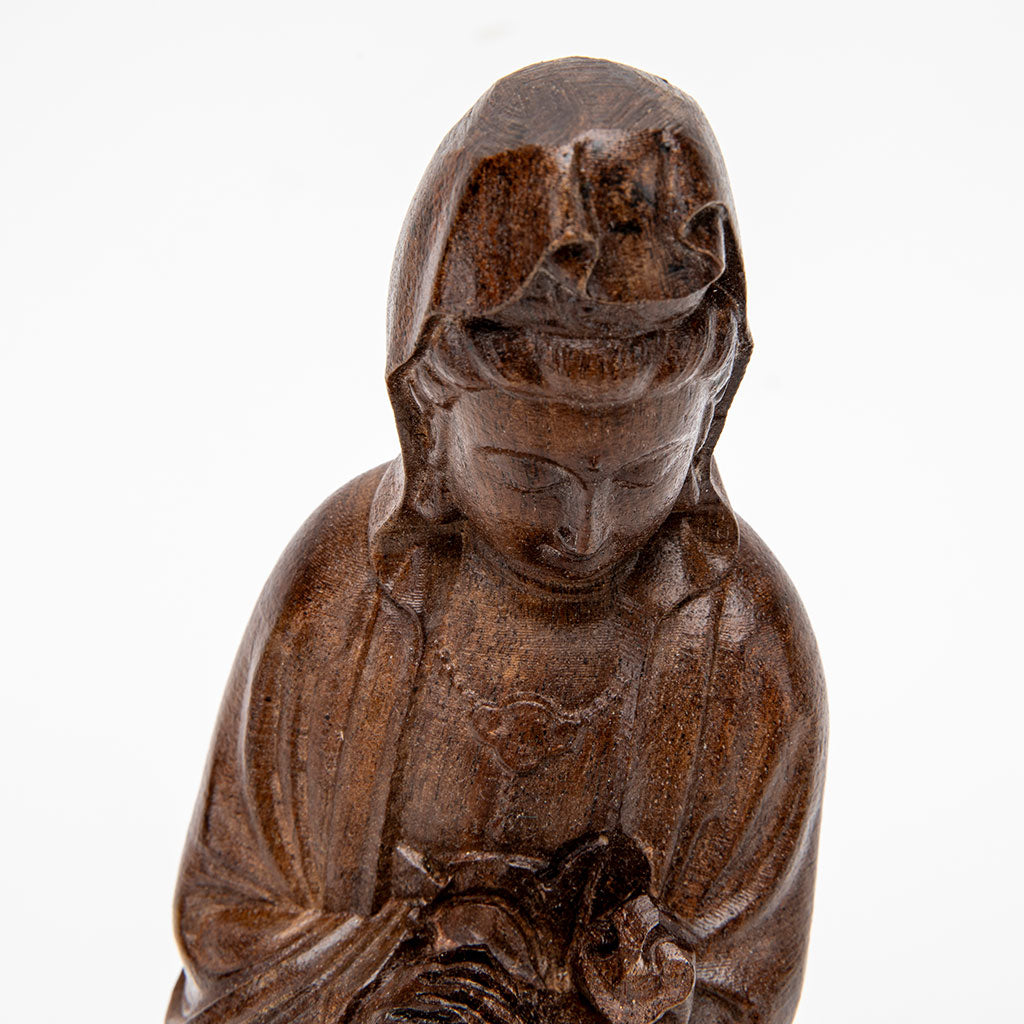 Wooden Kuan Yin with Scepter Statue - 9、mySite、topwebapps