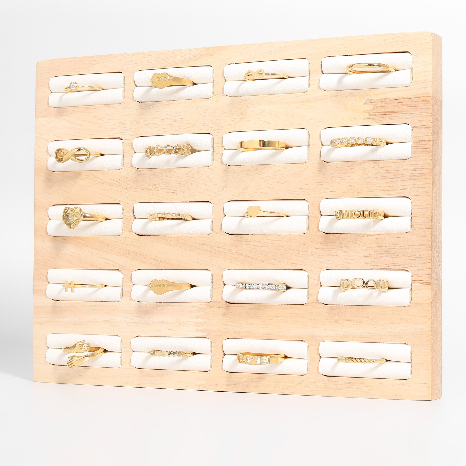 18K Gold PVD Stainless Steel Alternating Heart Stacking Ring / CSR0010、mySite、dreamappss