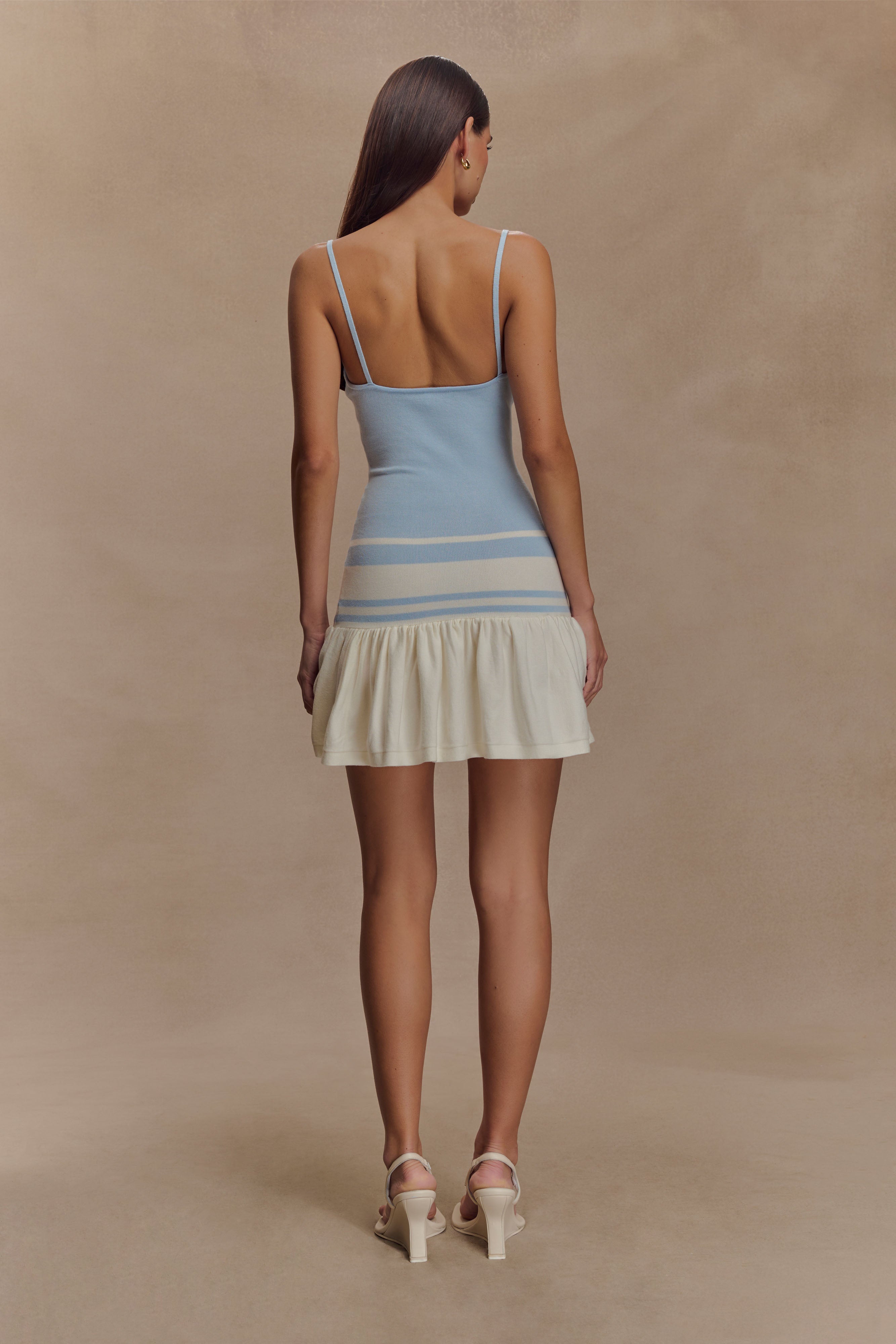 Ellison Contrast Knit Mini Dress - Blue/White、mySite、solidvoid