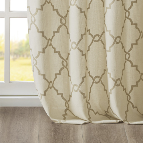 Fretwork Print Grommet Top Window Curtain Panel(Only 1 Pc Panel)、、eastwooduniform