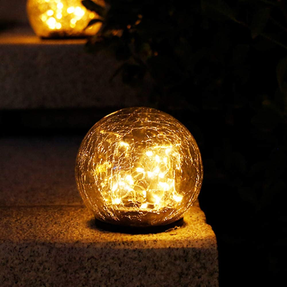 Cracked Glass Ball Outdoor Solar Light - Set of 2、mySite、camillekostekn