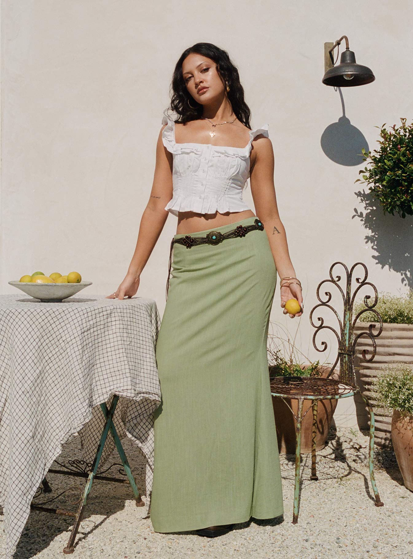 Sophia Maxi Skirt Green、mySite、solidvoid
