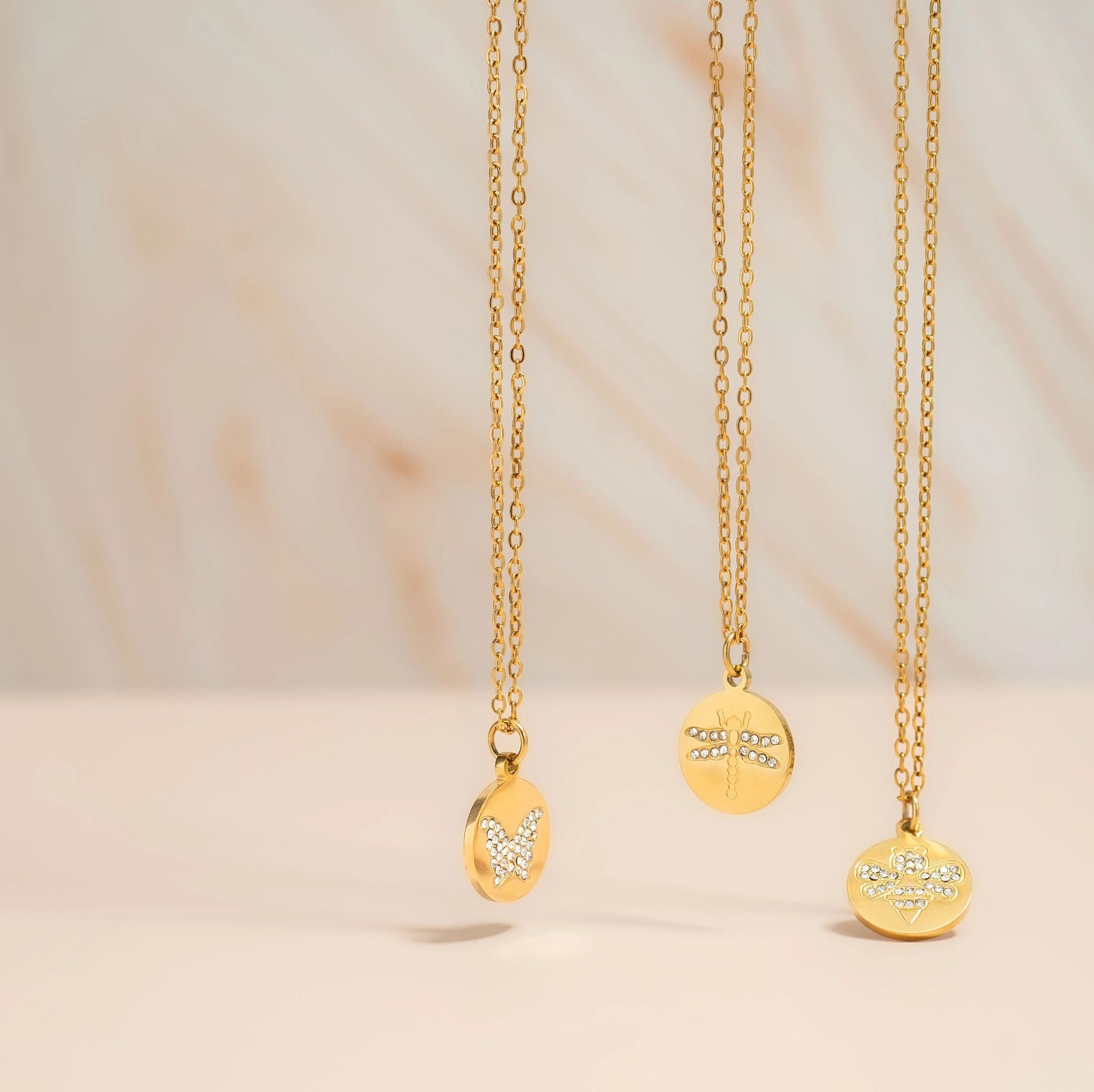 18K Gold PVD Stainless Steel Stone Dragonfly Pendant Necklace / CHN0087、mySite、dreamappss