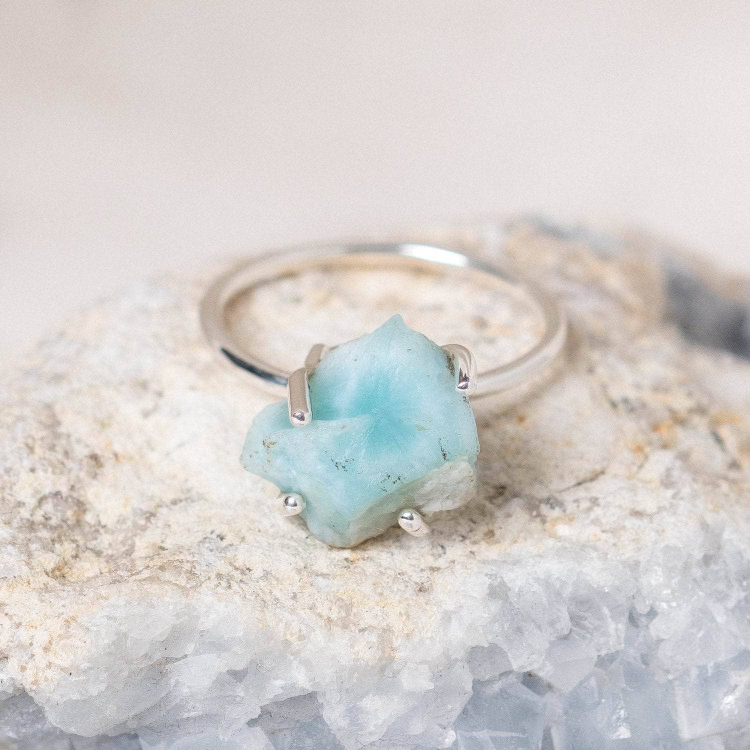 Rare Genuine Larimar Raw Freeform Gold or Silver Ring、mySite、hinf8tx79
