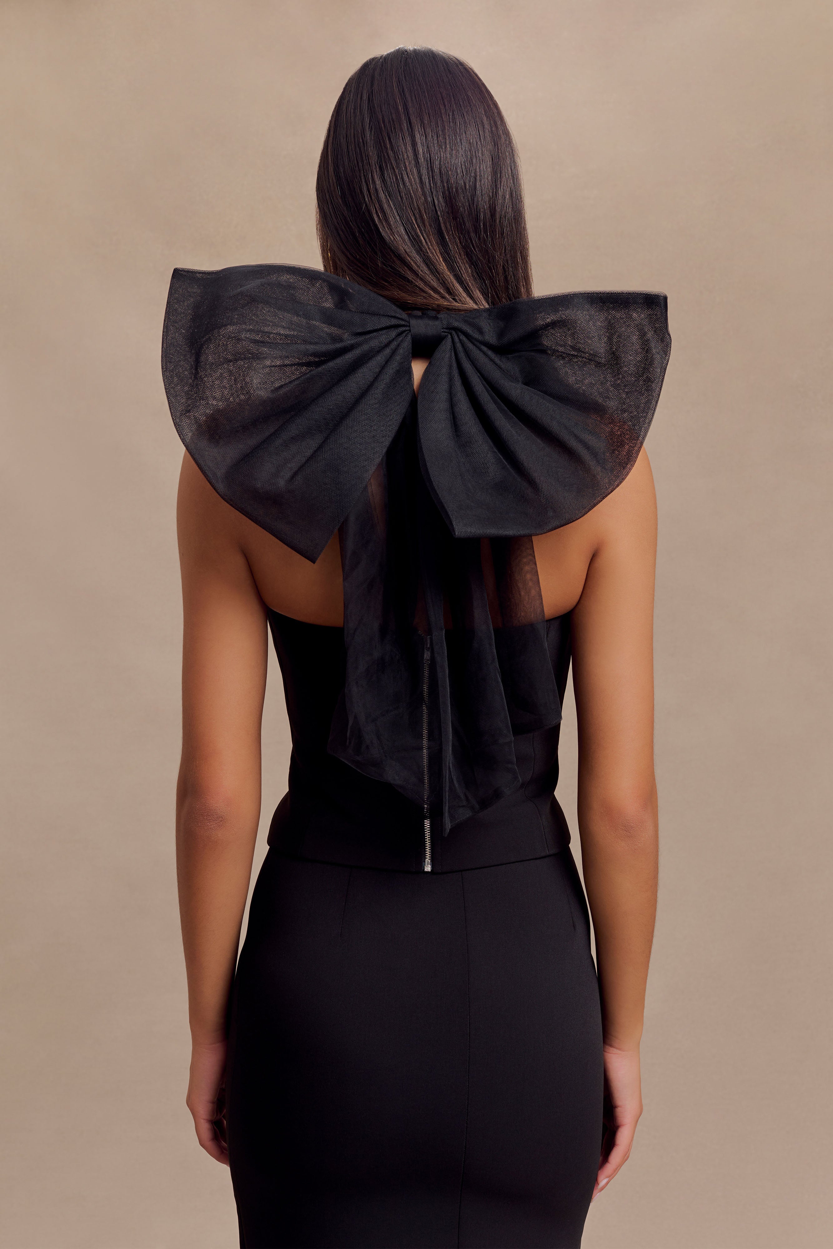 Maryam Tulle Bow Top - Black、mySite、solidvoid