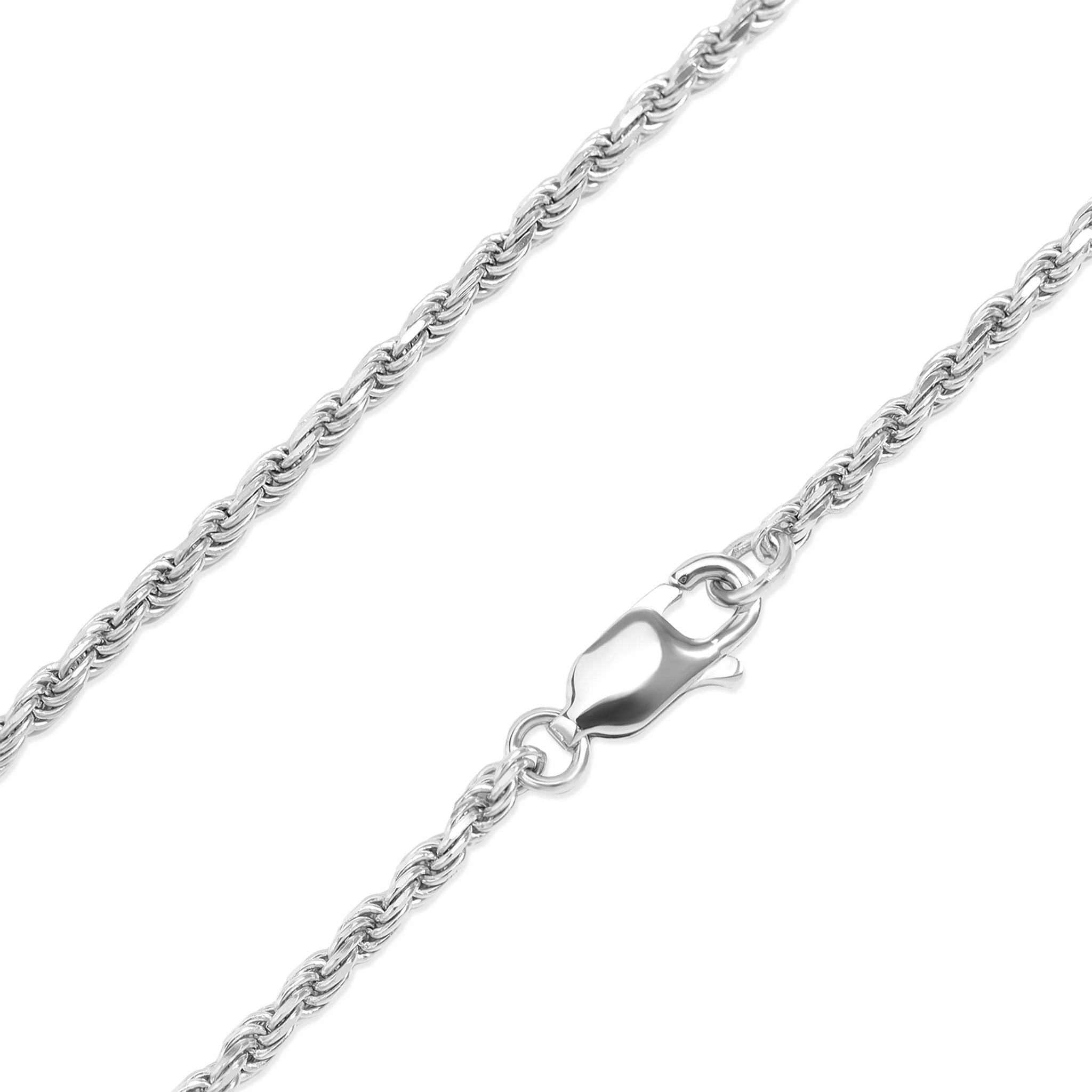 Sterling Silver Platinum Plated Diamond Cut Rope Chain / SSC0003、mySite、dreamappss