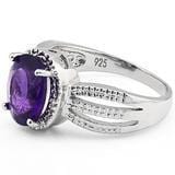 Amethyst and REAL Diamond Sterling Silver Ring with 3 Shoulders, 2.24ctw Classic!、mySite、g9winljtr