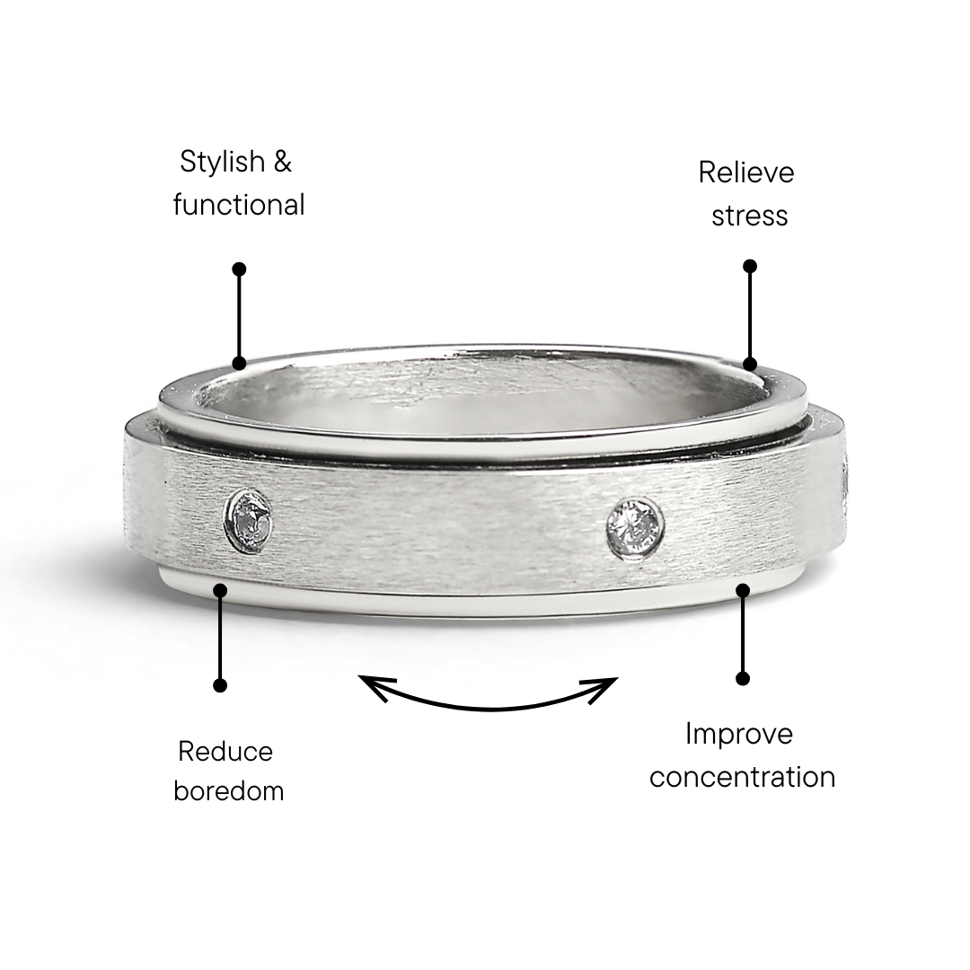 CZ Stones In Center Spinner Stainless Steel Ring / SBE002、mySite、dreamappss