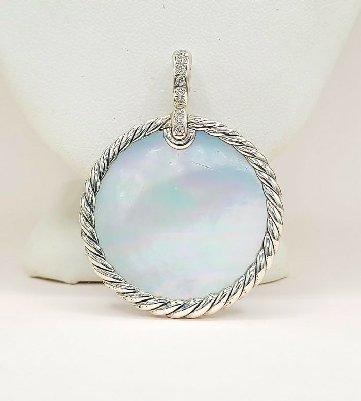 David Yurman Elements Mother of Pearl Onyx Diamond Reversible Pendant Enhancer 32mm、mySite、hinf8tx79