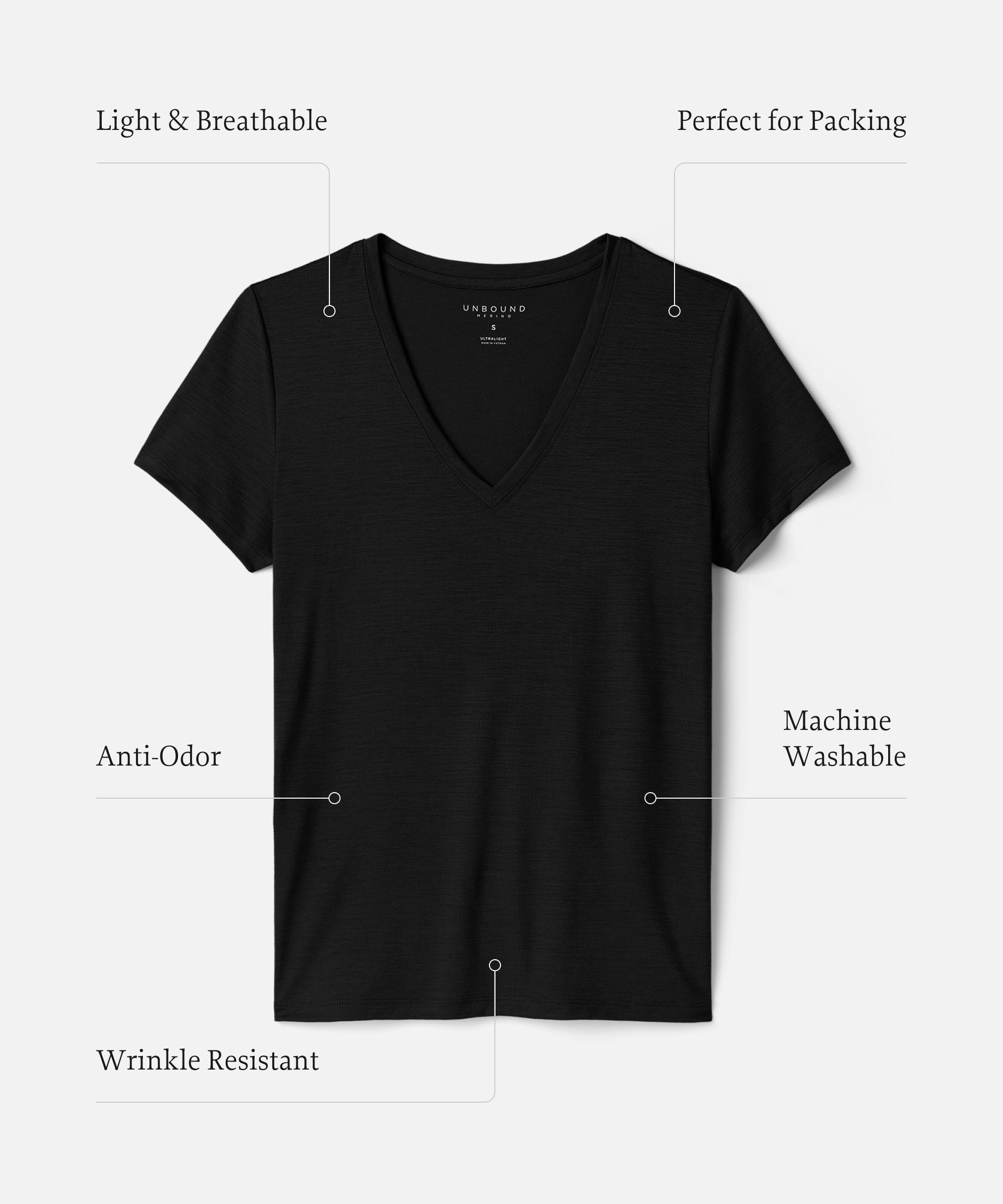 Women's Ultralight Merino V-Neck T-Shirt、mySite、noshort
