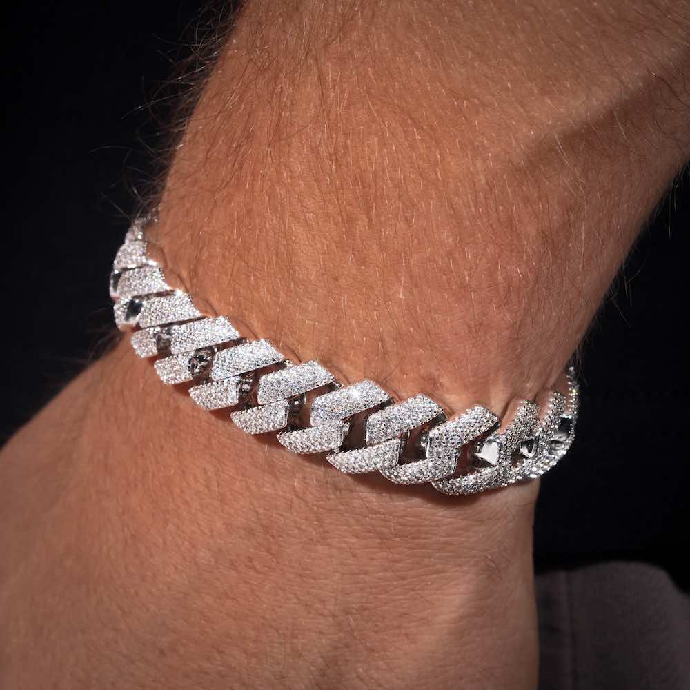 15MM 4-Row Moissanite Cuban Link Bracelet 14K Gold、mySite、hinf8tx79