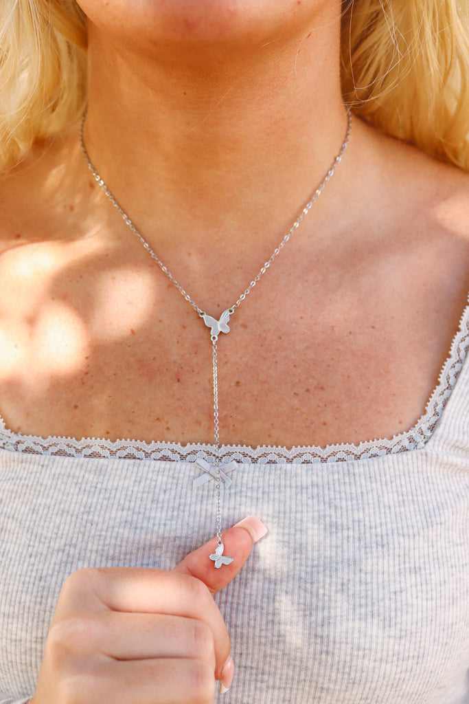 18K Gold PVD Stainless Steel Butterfly Lariat Necklace / CHN0052、mySite、dreamappss