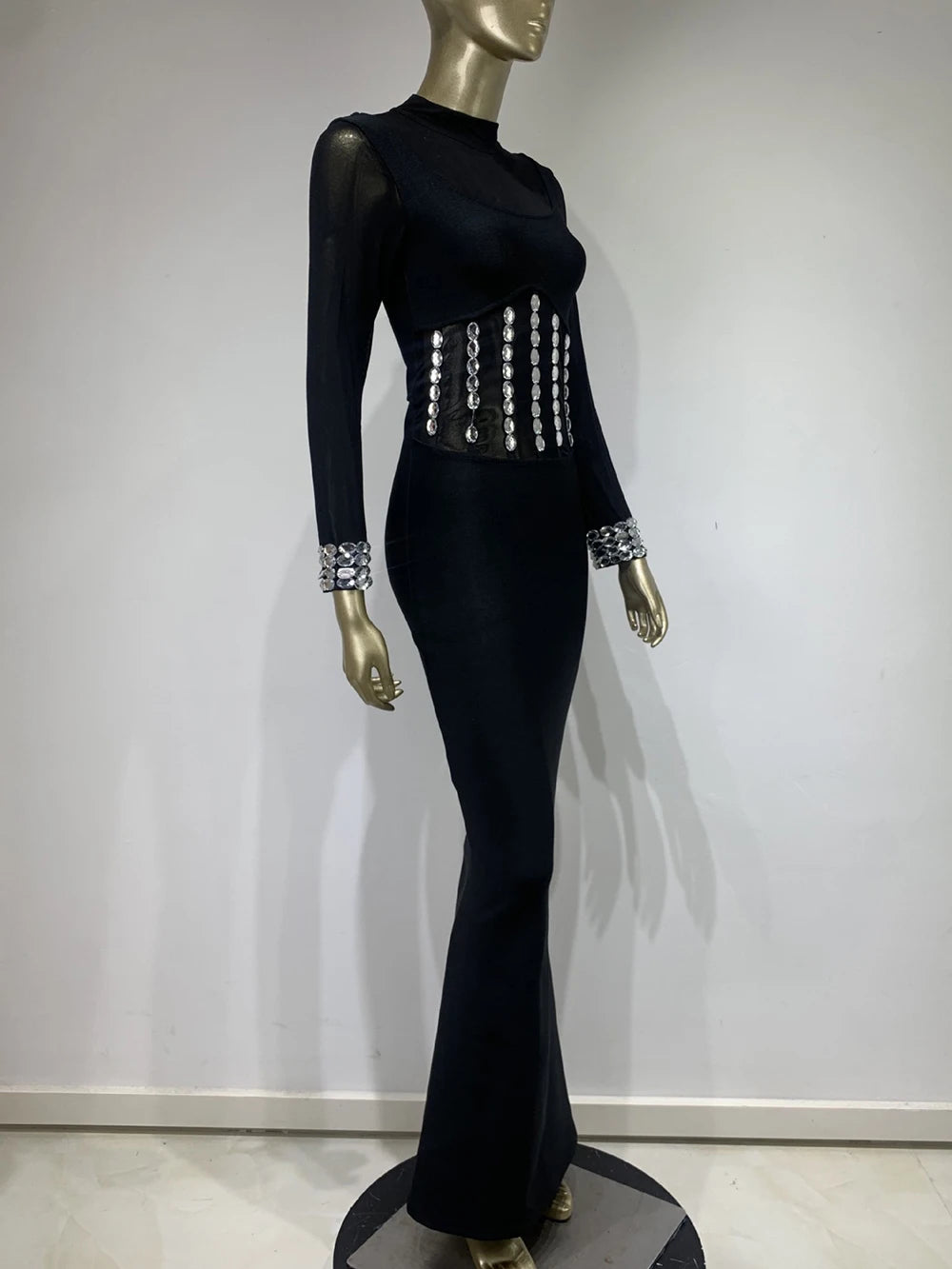 Renee Maxi Crystal Black Dress、mySite、merchandisen