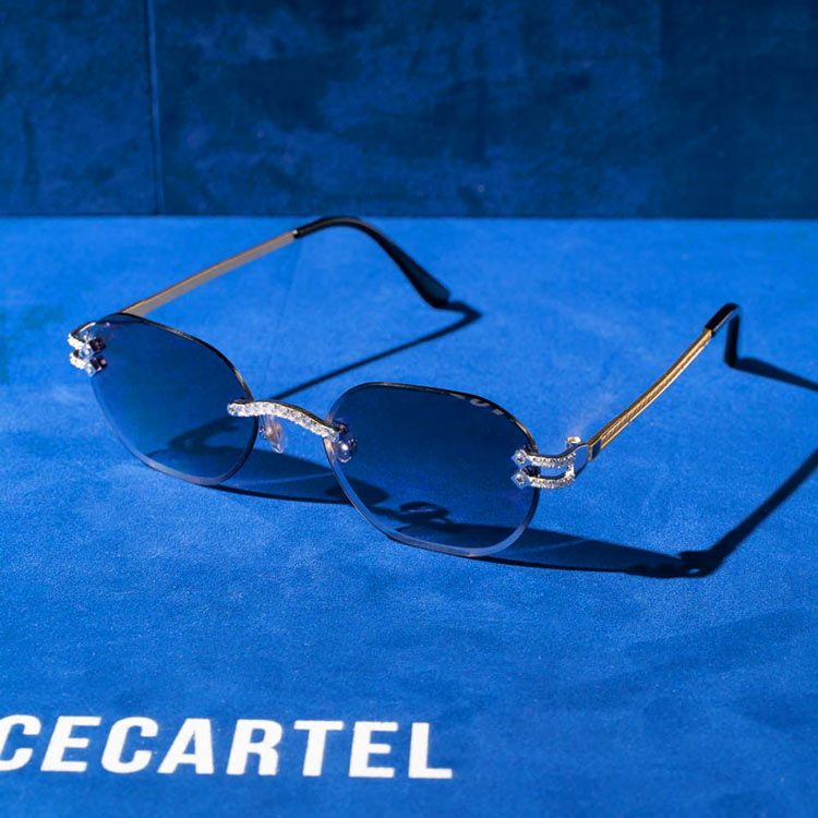 Moissanite Rimless Wayfarer Sunglasses 14K Gold、mySite、hinf8tx79