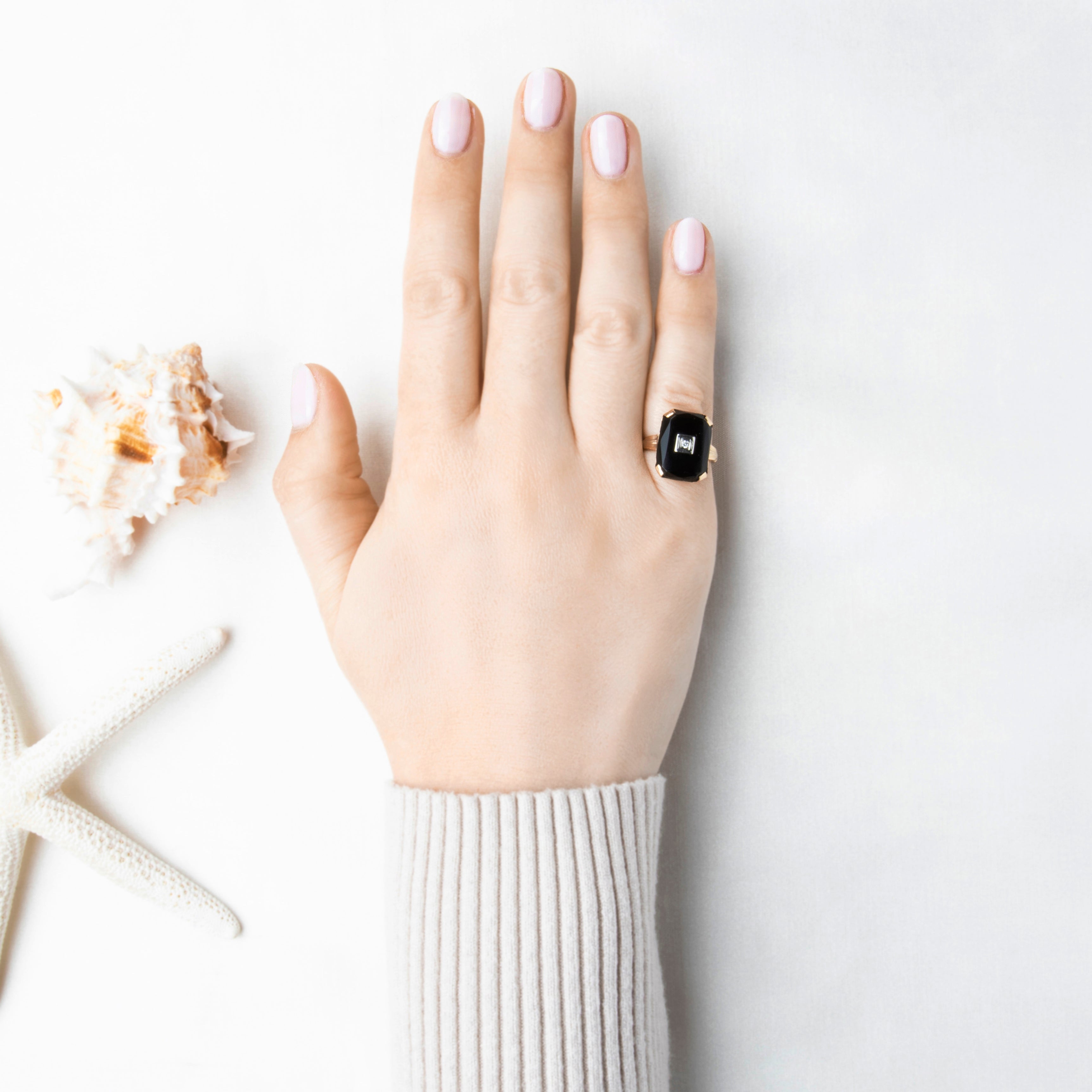 Antique 10k Yellow Gold Onyx Diamond Classic Geometric Ring 5.25、mySite、hinf8tx79