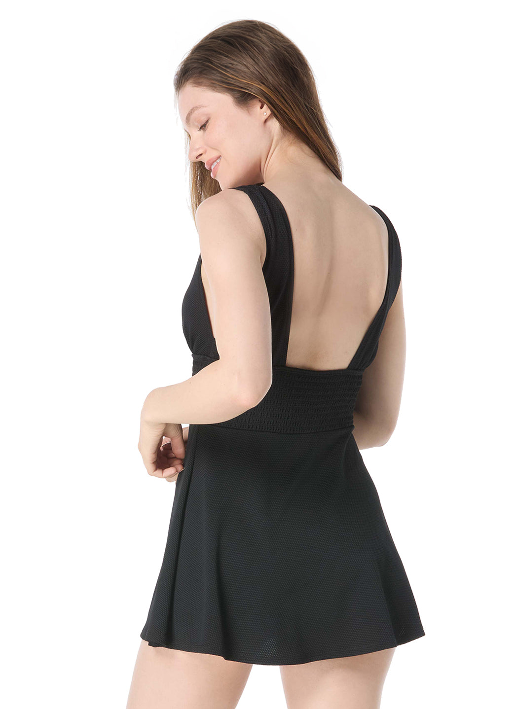 Beach House Women's Solid Pique Jess Smocked Waist Swim Dress、mySite、noshort