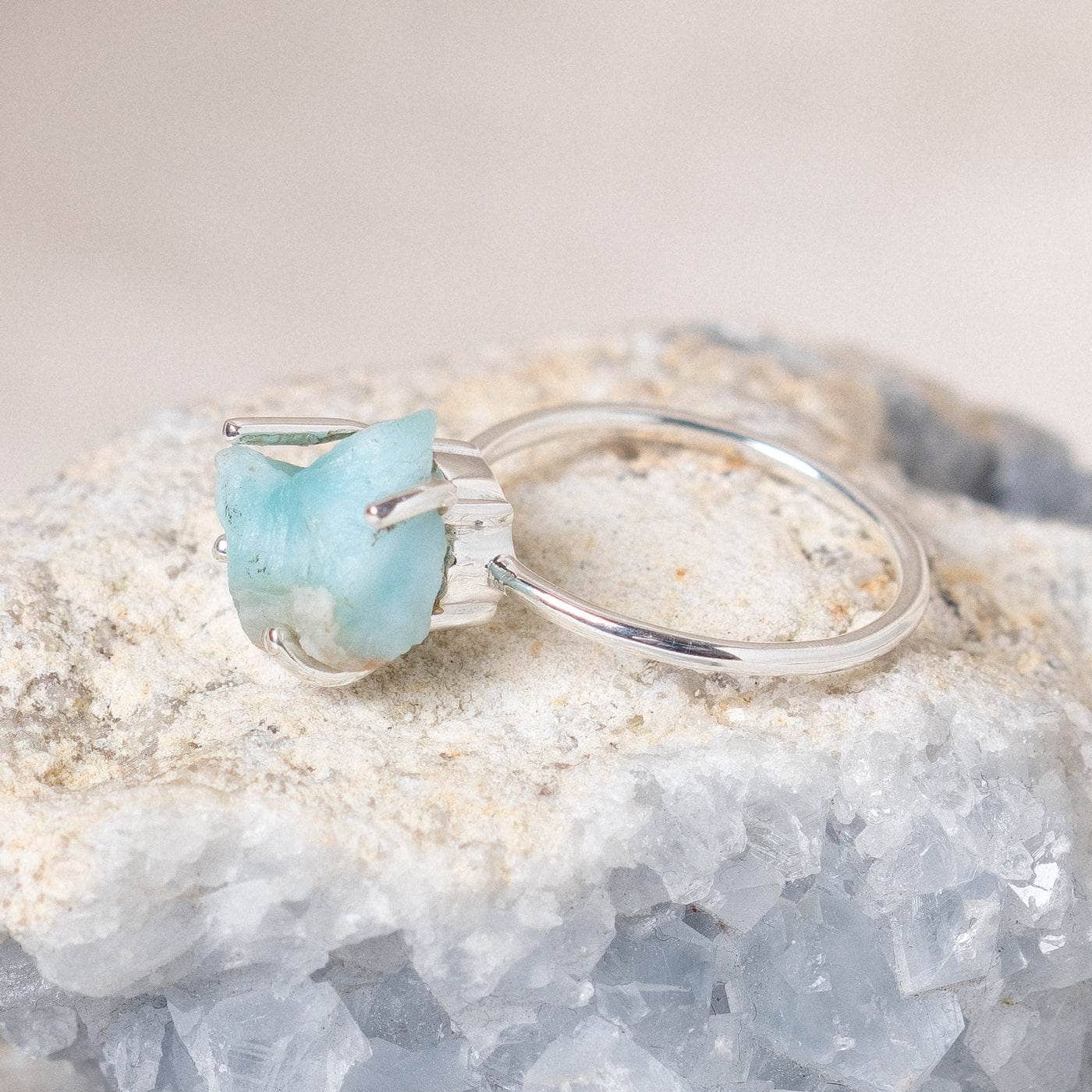 Rare Genuine Larimar Raw Freeform Gold or Silver Ring、mySite、hinf8tx79
